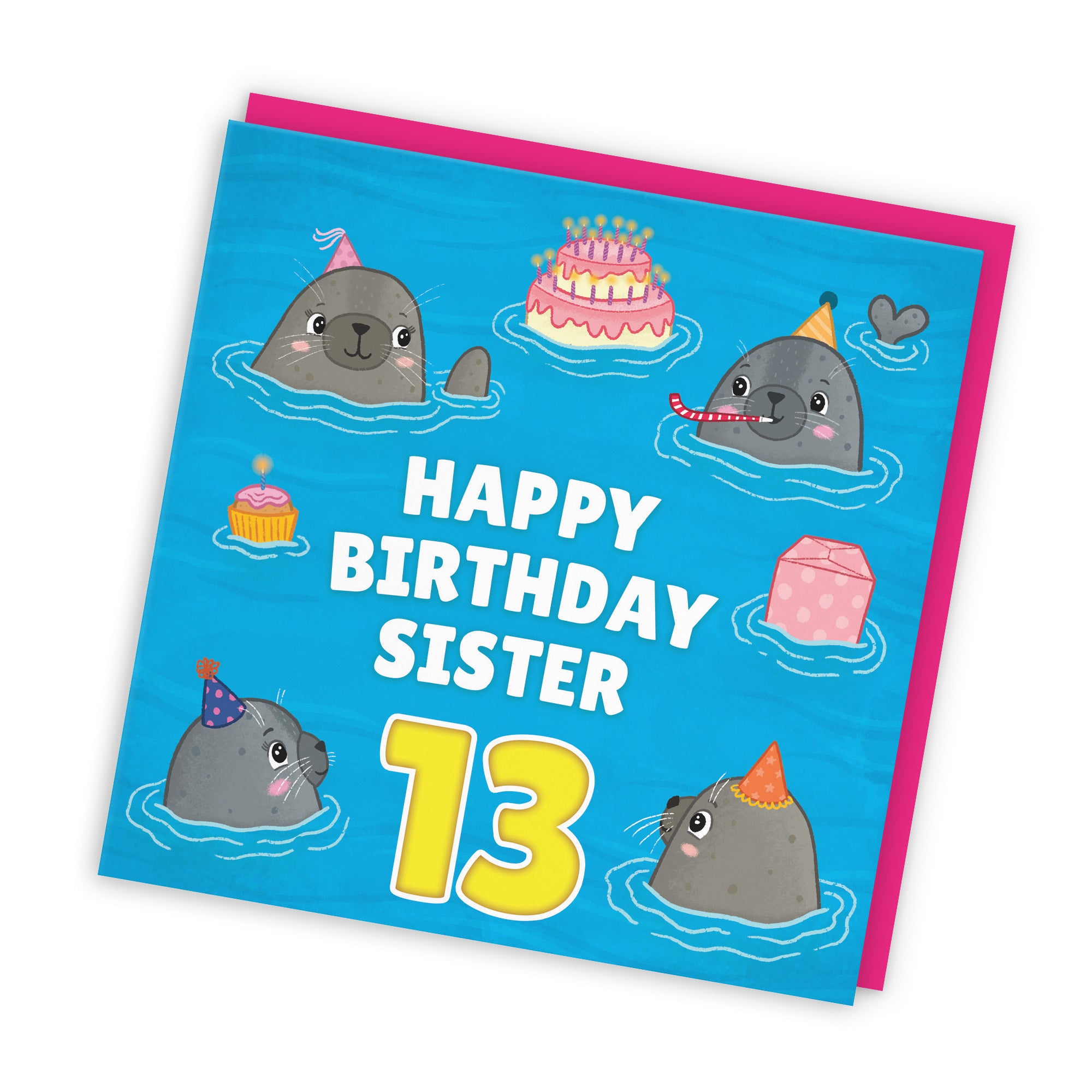 13th Sister Cute Seals Birthday Card Ocean - Default Title (LG01749)