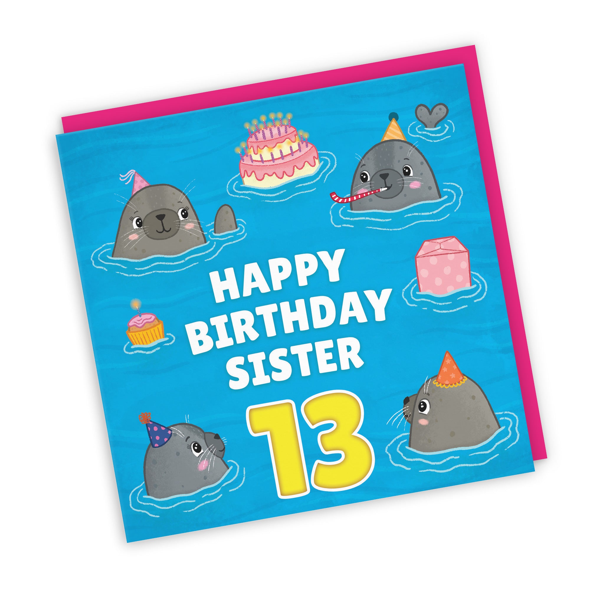 13th Sister Cute Seals Birthday Card Ocean - Default Title (LG01749)