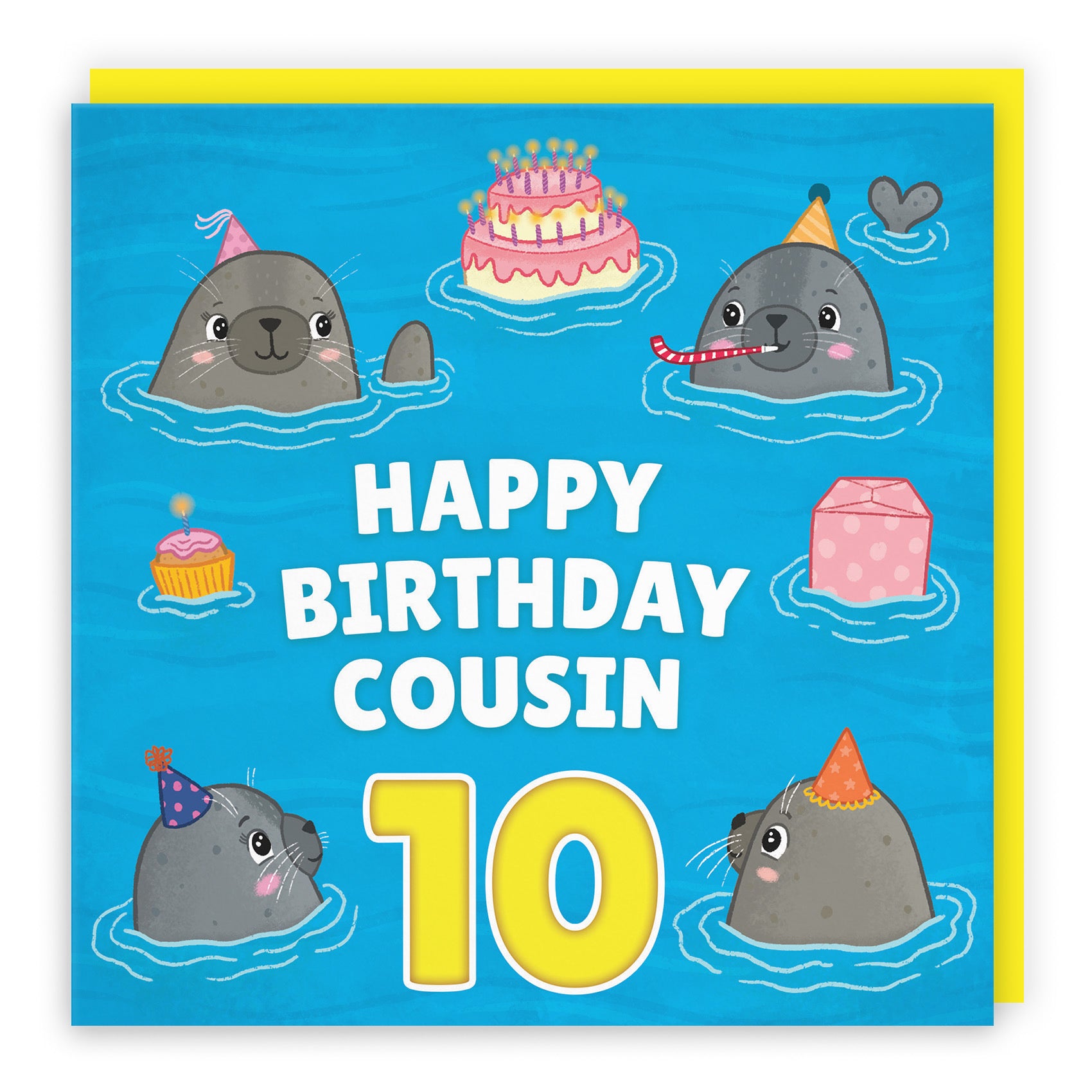 10th Cousin Cute Seals Birthday Card Ocean - Default Title (LG01750)
