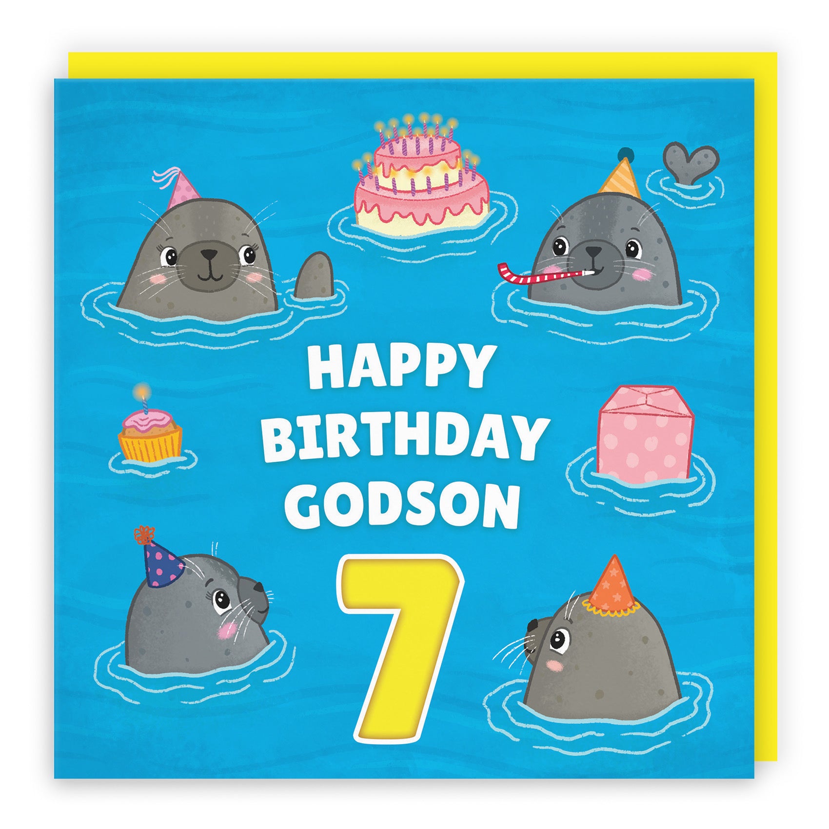 7th Godson Cute Seals Birthday Card Ocean - Default Title (LG01754)