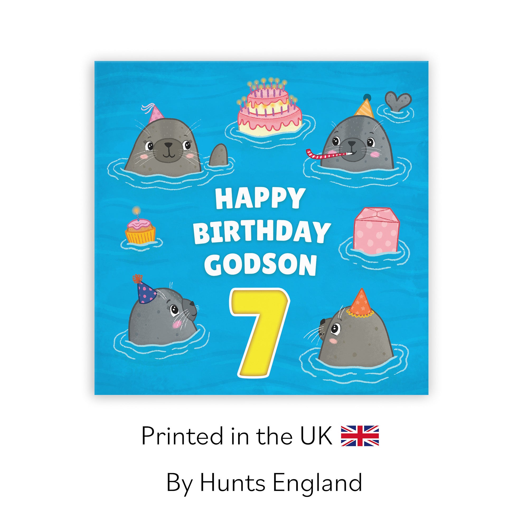 7th Godson Cute Seals Birthday Card Ocean - Default Title (LG01754)