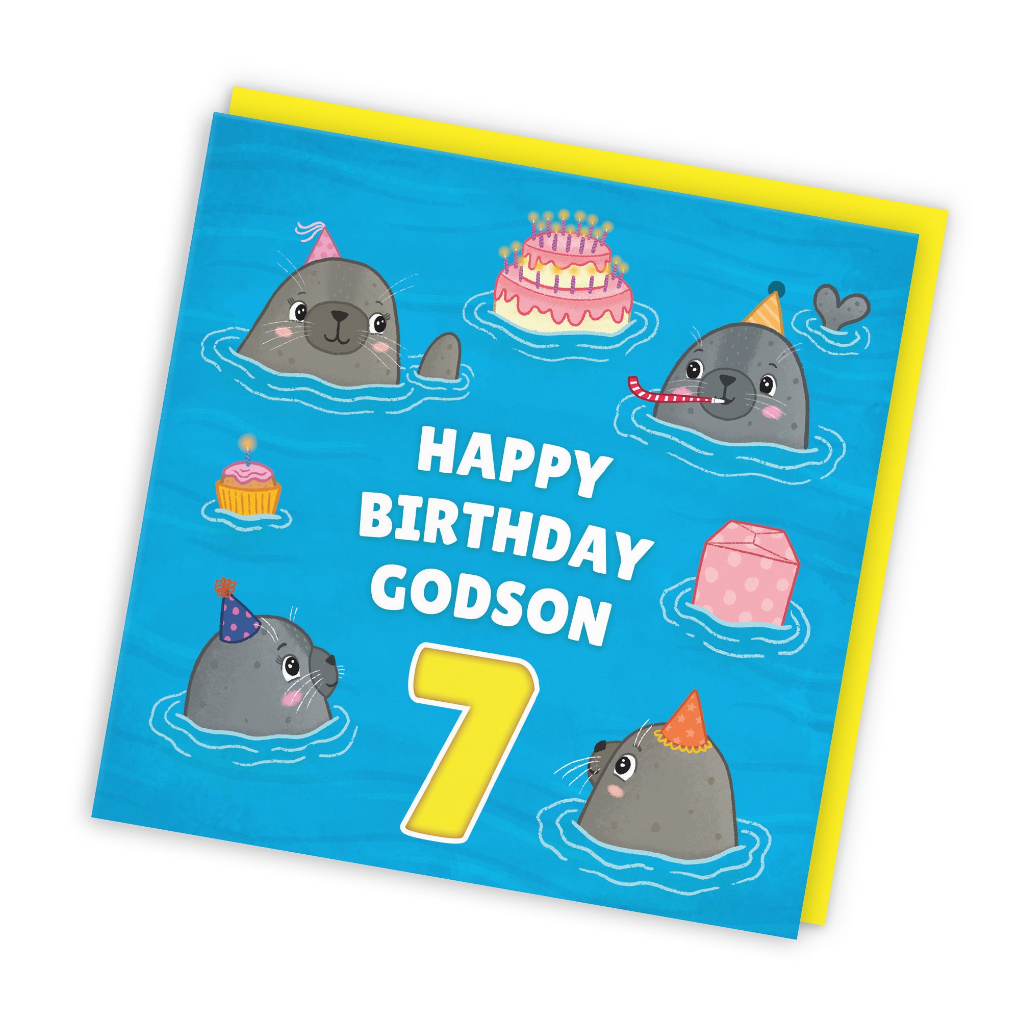 7th Godson Cute Seals Birthday Card Ocean - Default Title (LG01754)