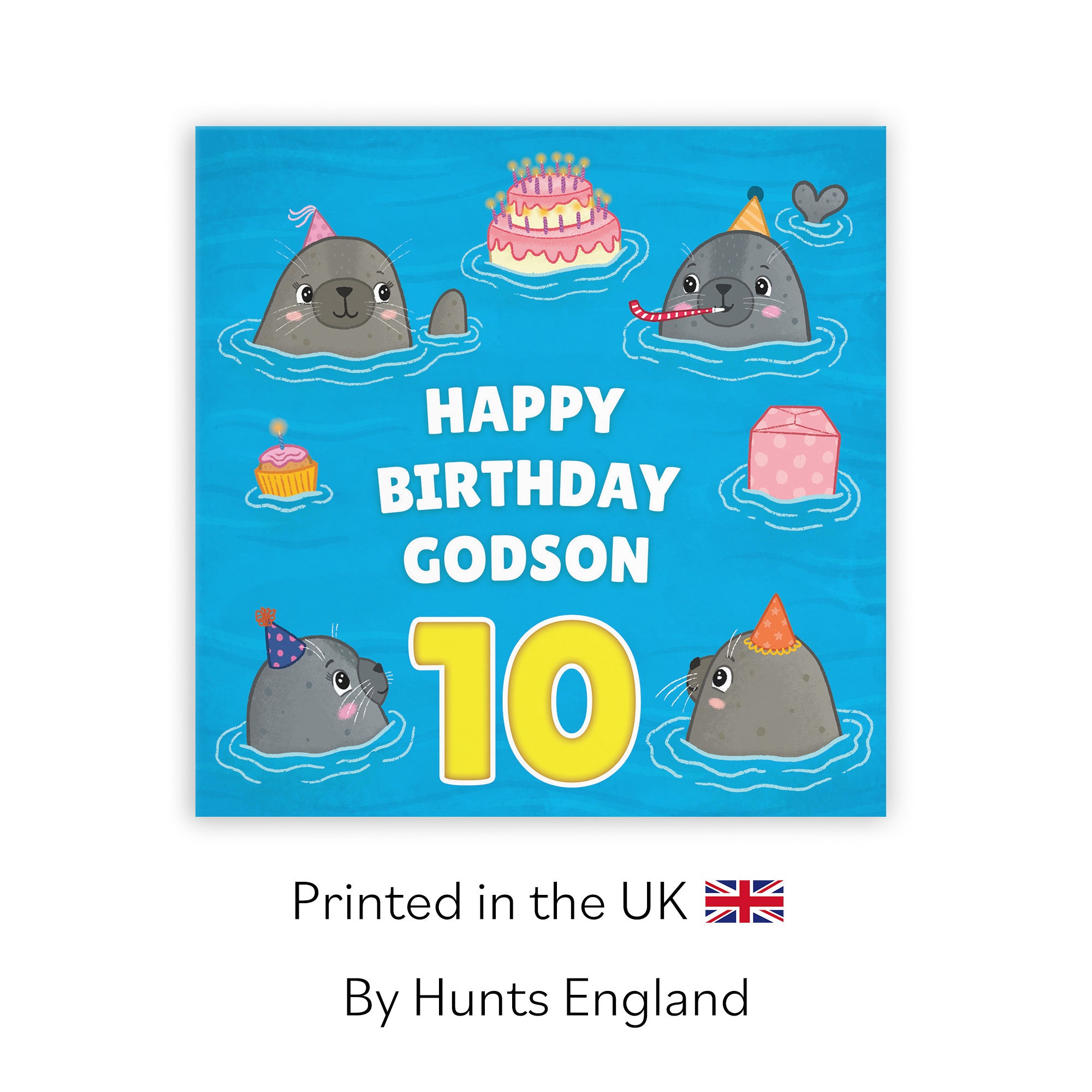 10th Godson Cute Seals Birthday Card Ocean - Default Title (LG01755)