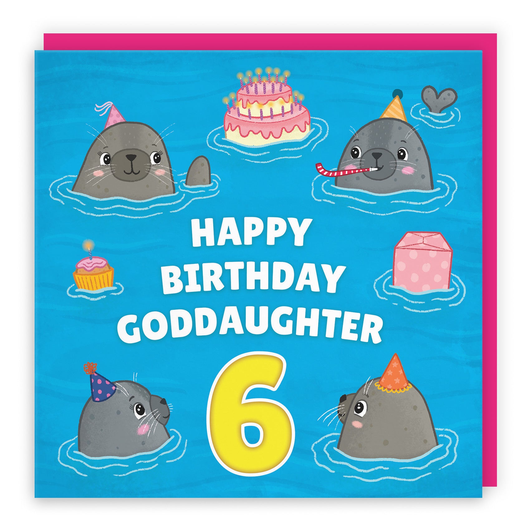 6th Goddaughter Cute Seals Birthday Card Ocean - Default Title (LG01756)