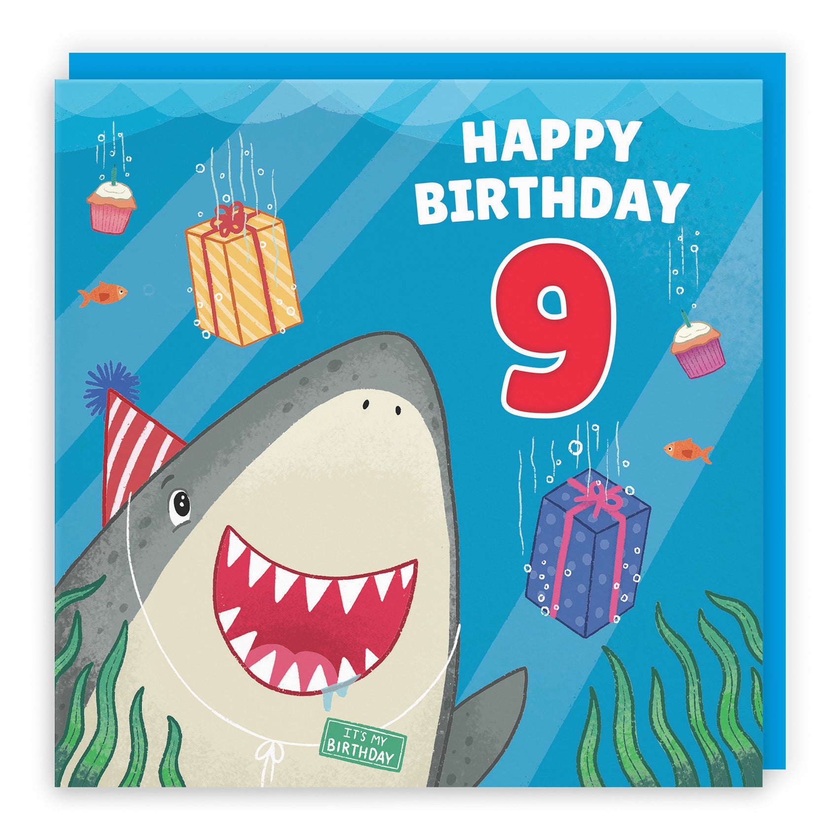 9th Cute Shark Birthday Card Ocean - Default Title (LG01762)