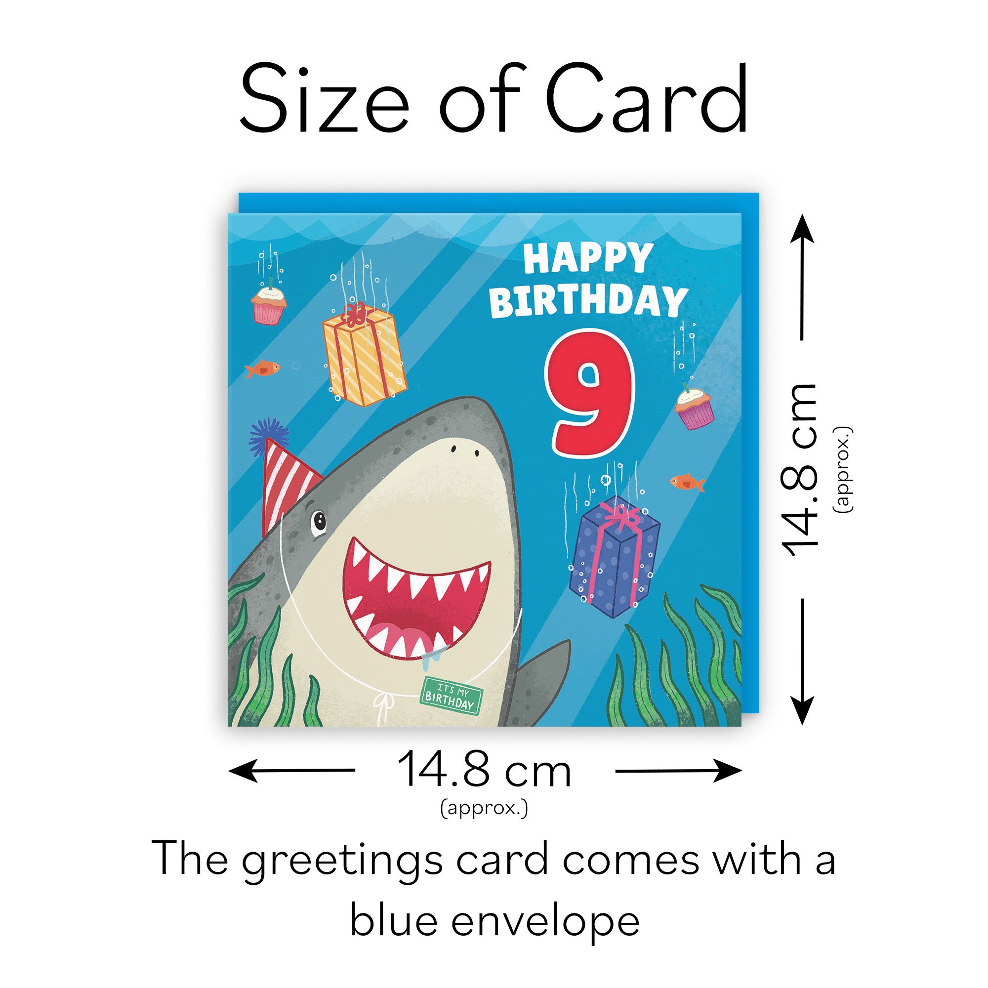 9th Cute Shark Birthday Card Ocean - Default Title (LG01762)