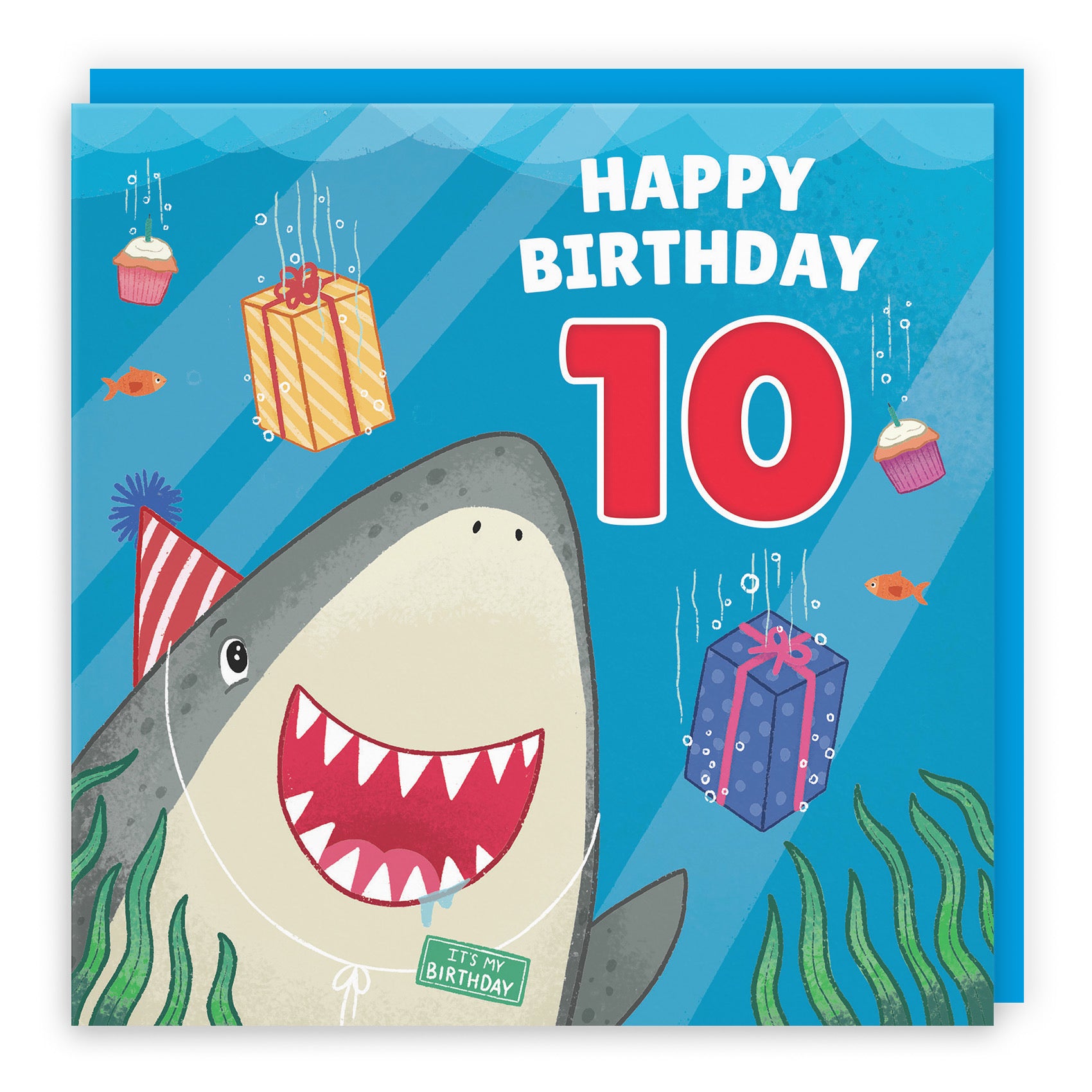 10th Cute Shark Birthday Card Ocean - Default Title (LG01763)