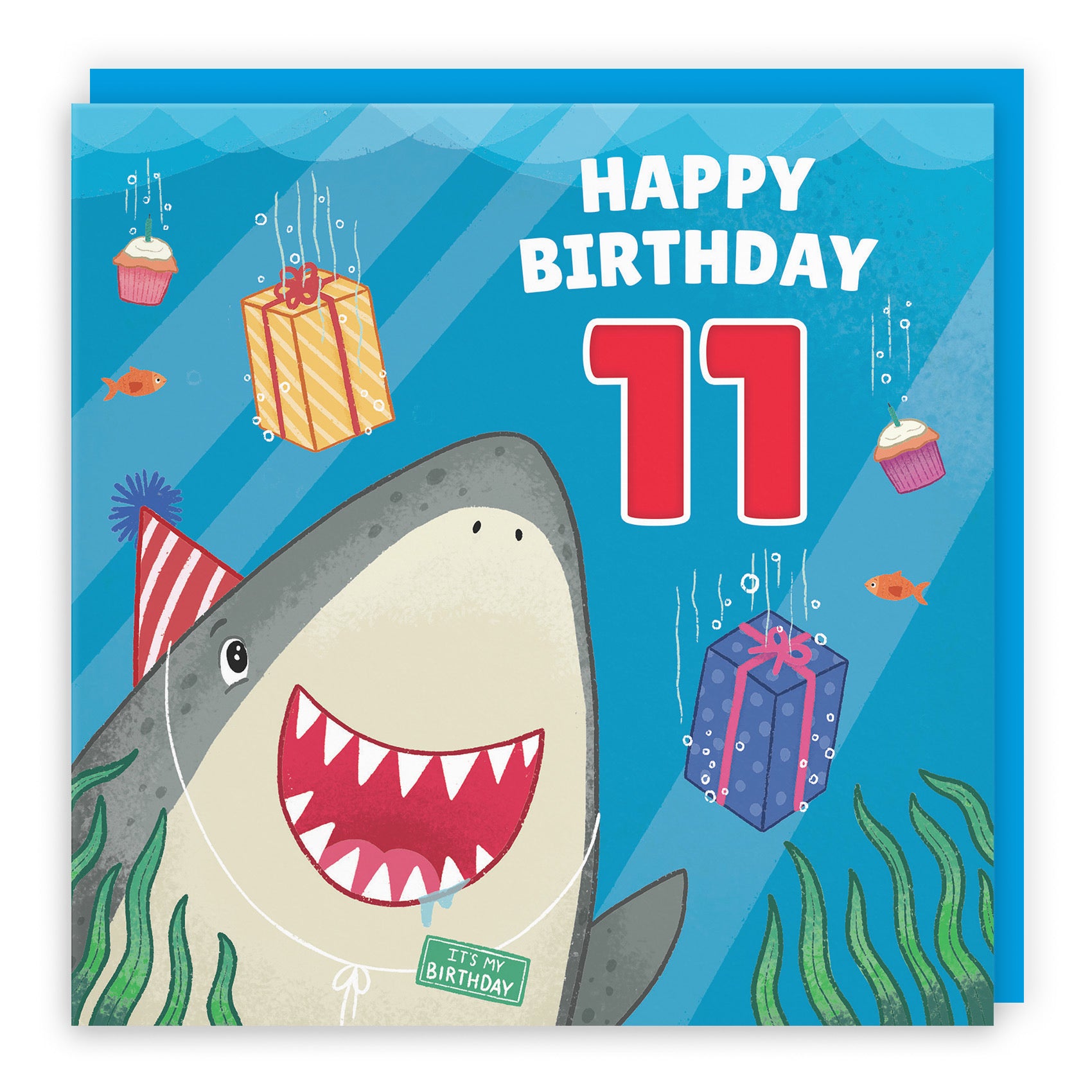 11th Cute Shark Birthday Card Ocean - Default Title (LG01764)