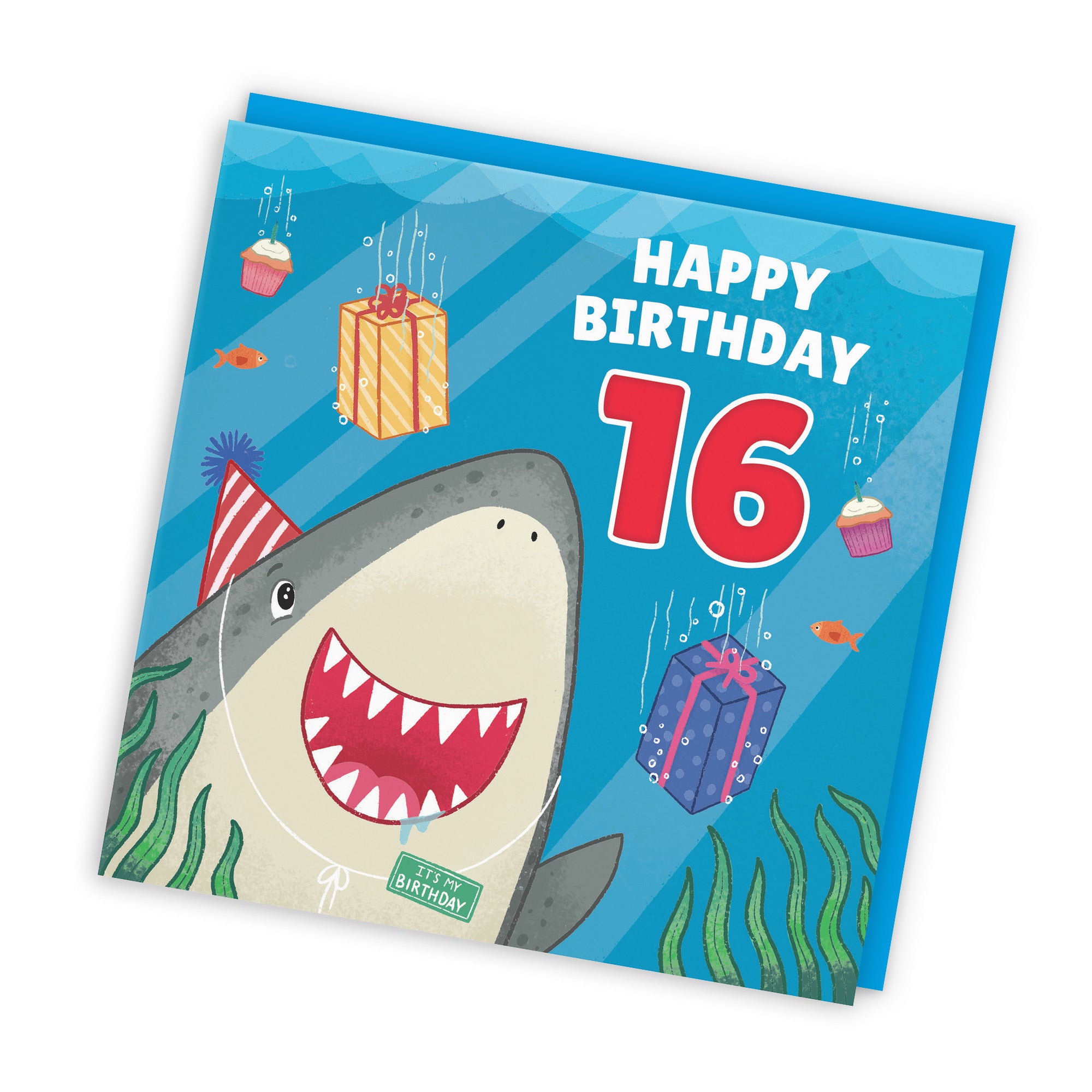 16th Cute Shark Birthday Card Ocean - Default Title (LG01767)