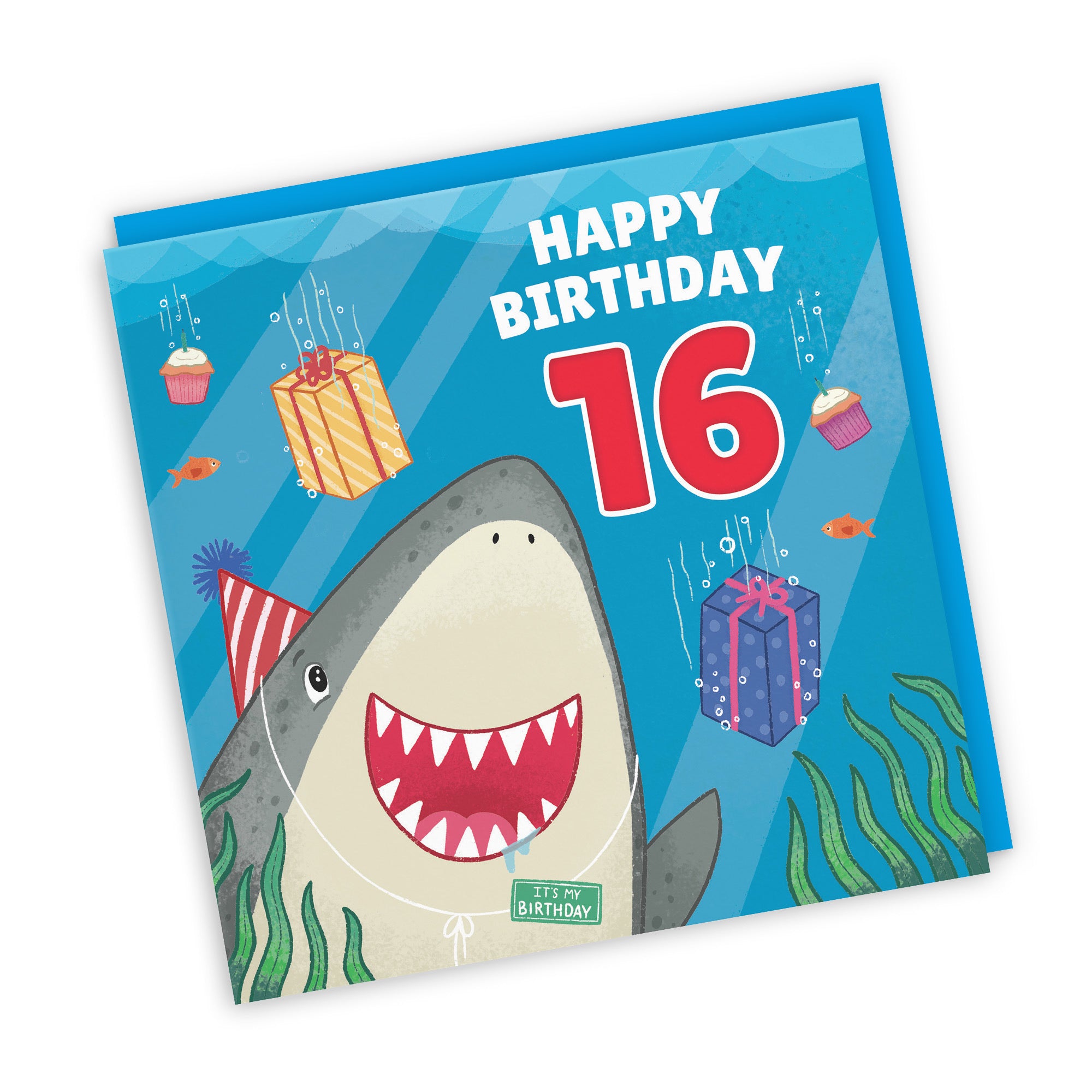 16th Cute Shark Birthday Card Ocean - Default Title (LG01767)