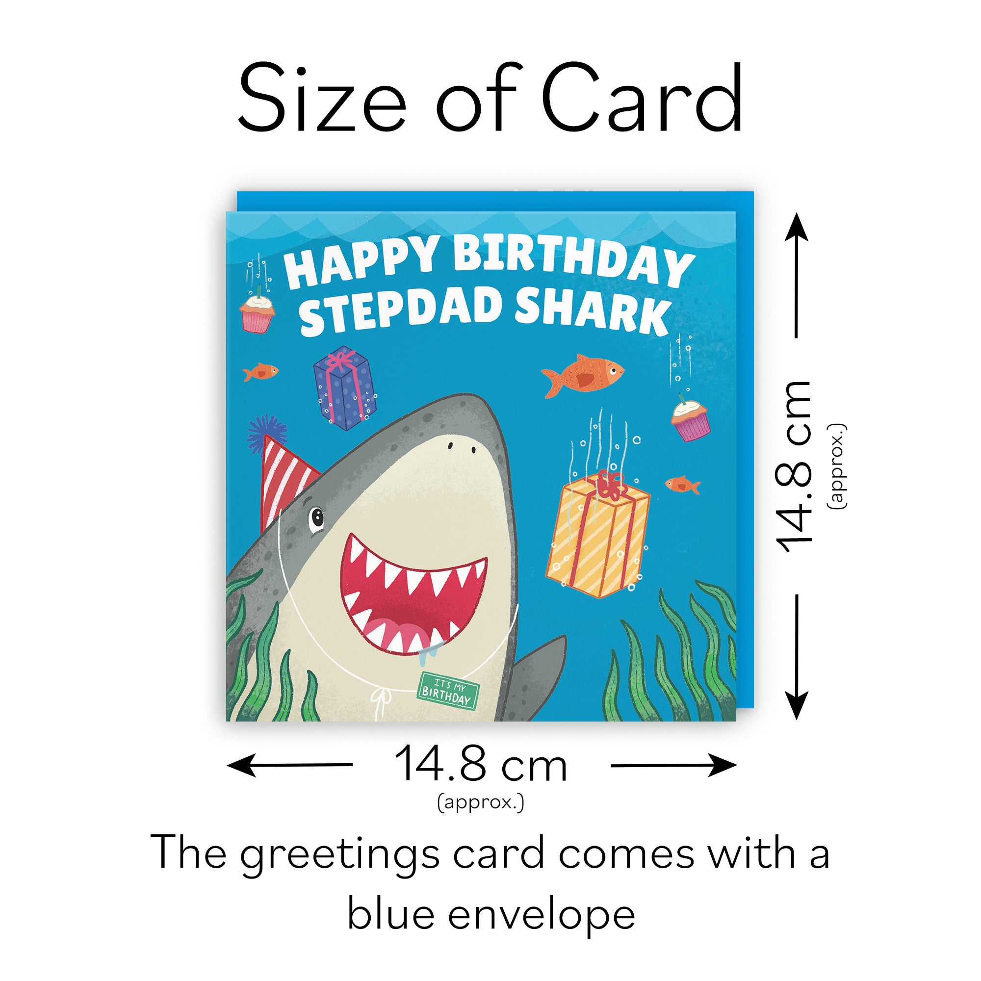 Stepdad Cute Shark Birthday Card Ocean - Default Title (LG01779)