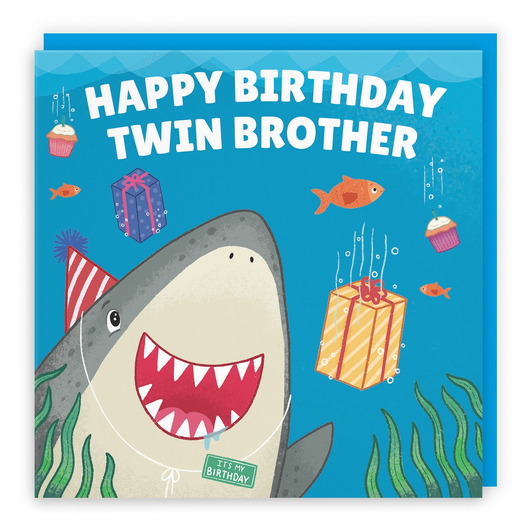 Twin Brother Cute Shark Birthday Card Ocean - Default Title (LG01780)