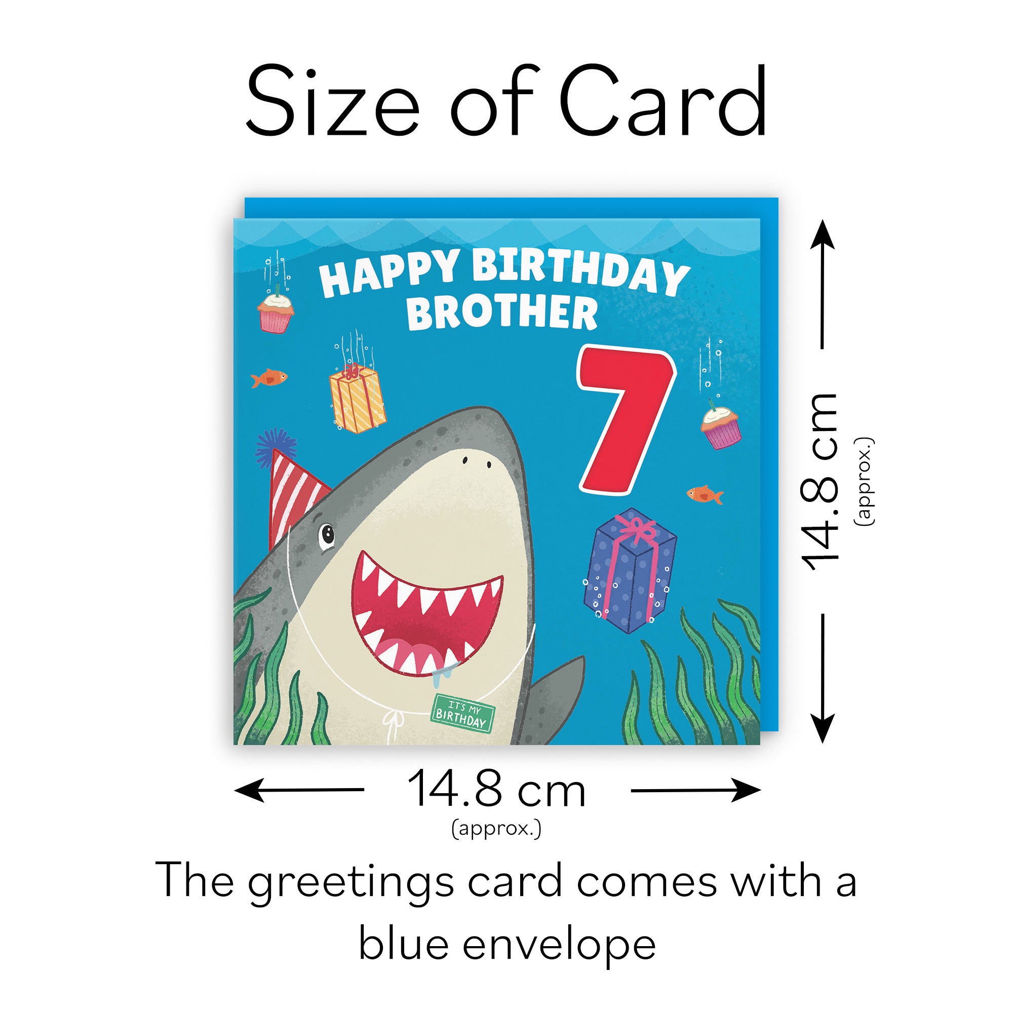 7th Brother Cute Shark Birthday Card Ocean - Default Title (LG01781)