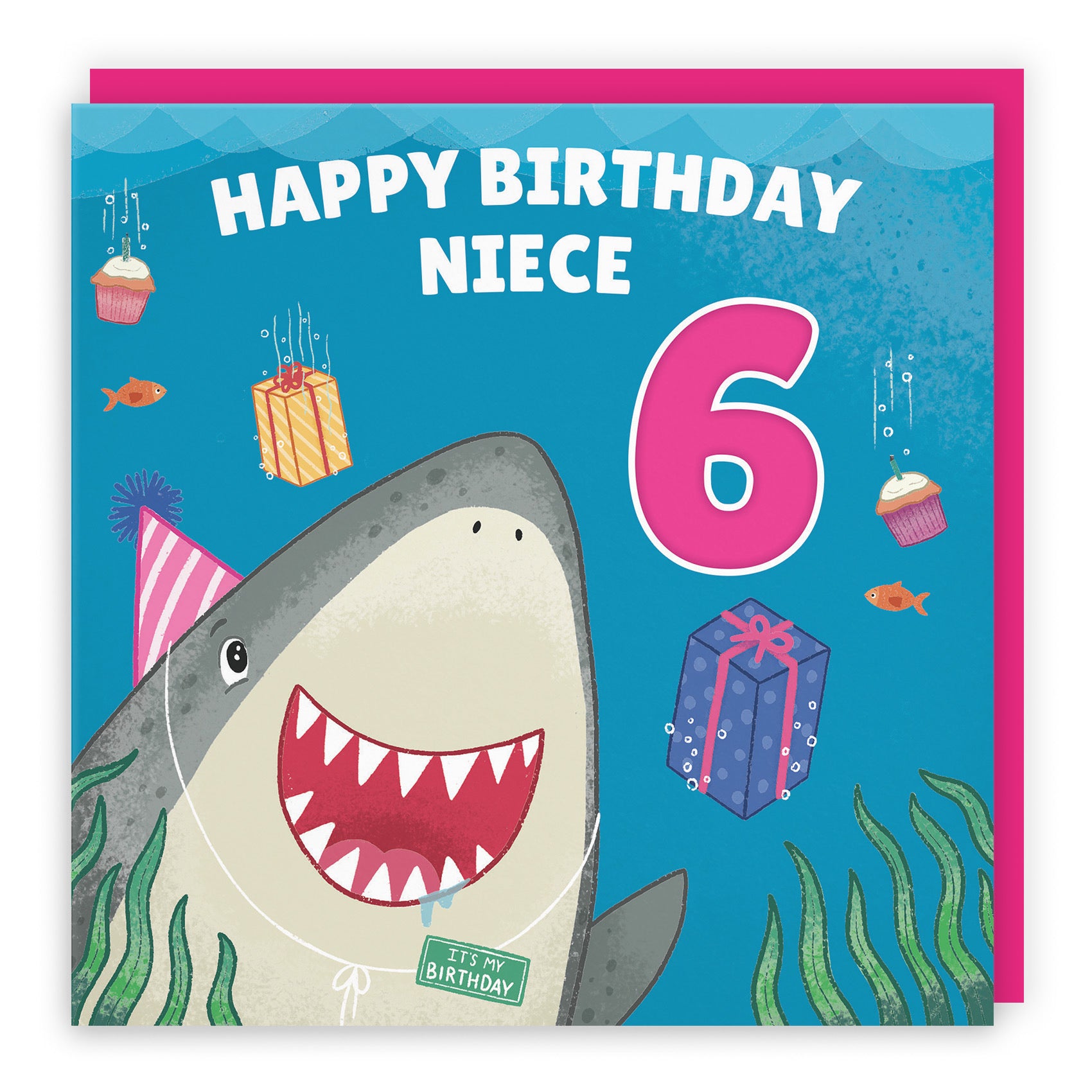 6th Niece Cute Shark Birthday Card Ocean - Default Title (LG01782)