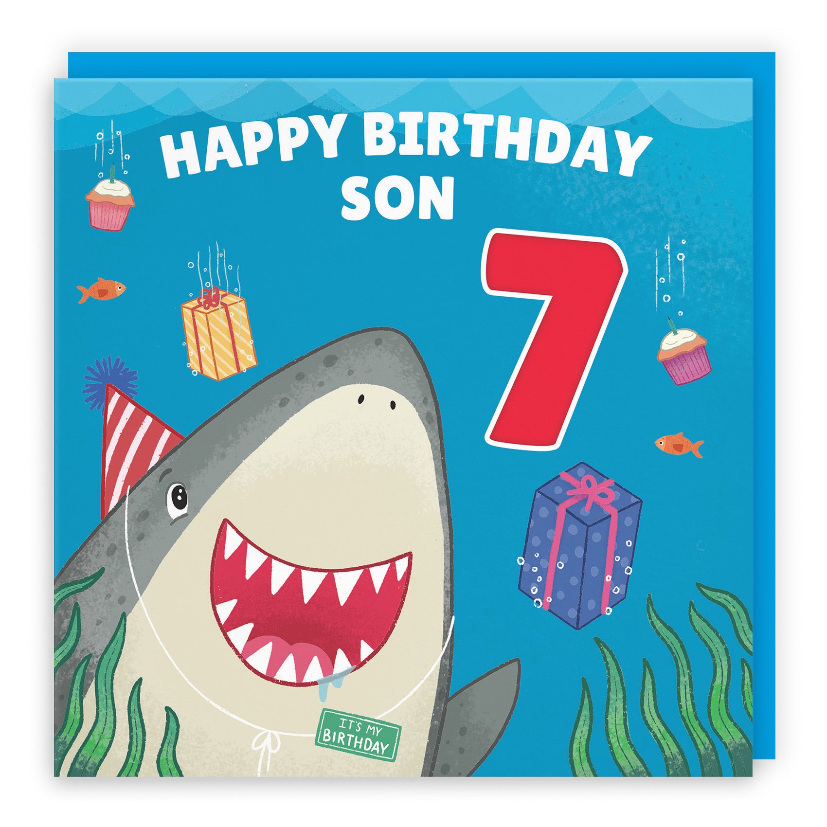 7th Son Cute Shark Birthday Card Ocean - Default Title (LG01785)