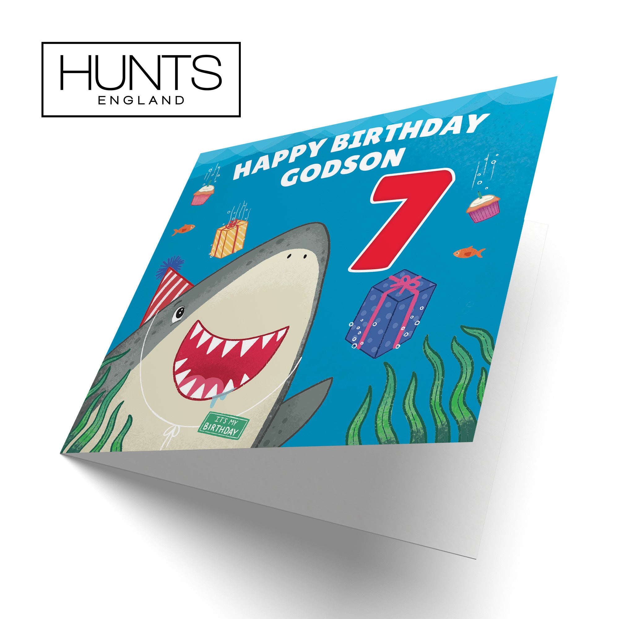 7th Godson Cute Shark Birthday Card Ocean - Default Title (LG01787)