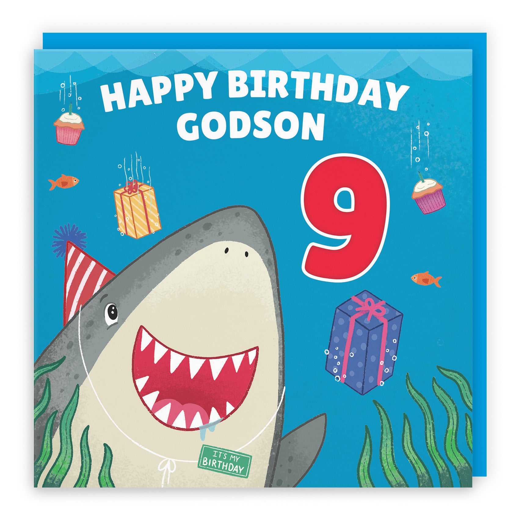 9th Godson Cute Shark Birthday Card Ocean - Default Title (LG01788)