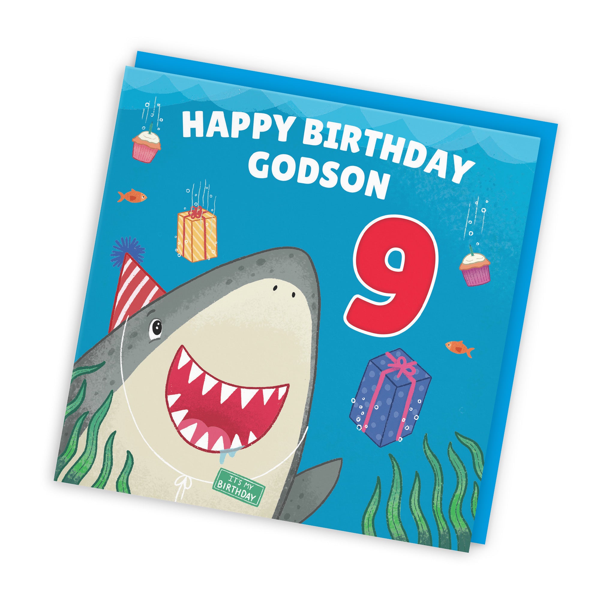 9th Godson Cute Shark Birthday Card Ocean - Default Title (LG01788)