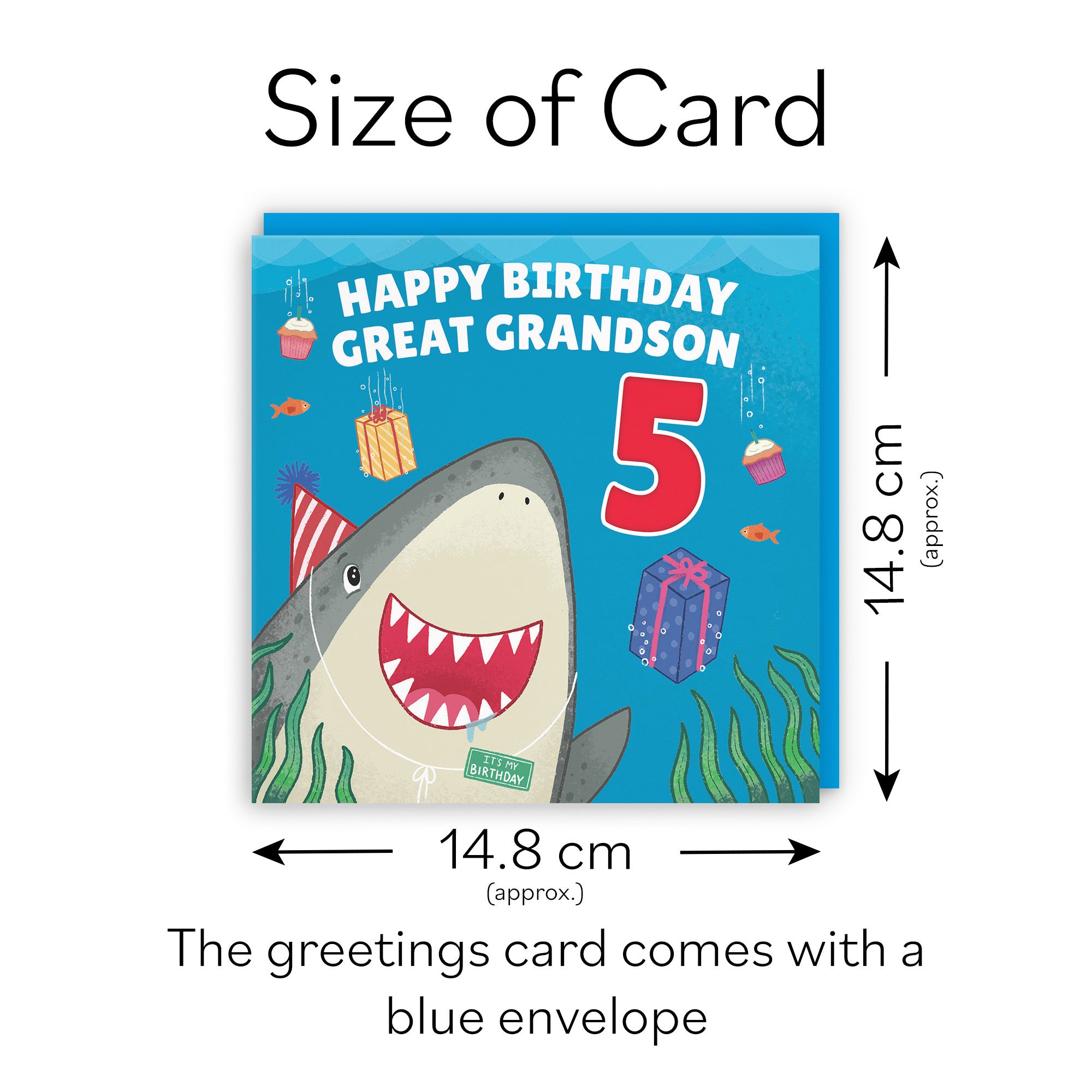 5th Great Grandson Cute Shark Birthday Card Ocean - Default Title (LG01792)