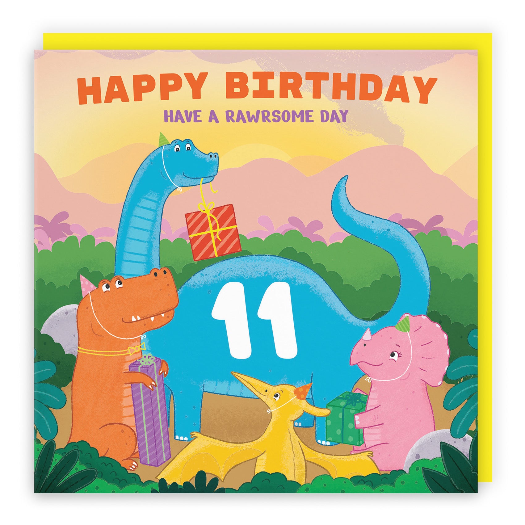 11th Birthday Boys / Girls Dinosaur Party Card Imagination - Default Title (LG01793)