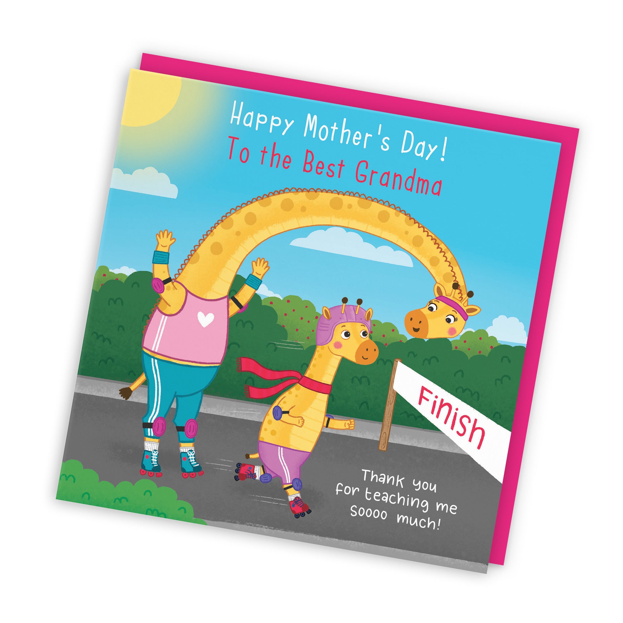 Grandma Mother's Day Card From Girl Cute Skating Giraffes Iconic - Default Title (LG01887)