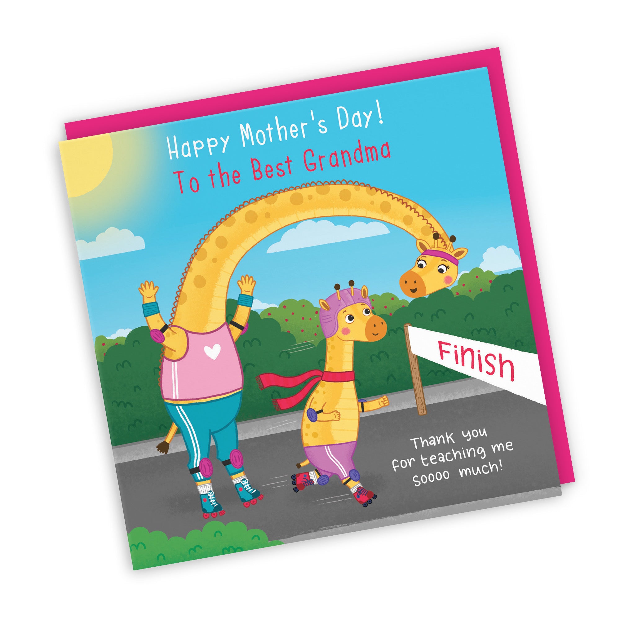 Grandma Mother's Day Card From Girl Cute Skating Giraffes Iconic - Default Title (LG01887)