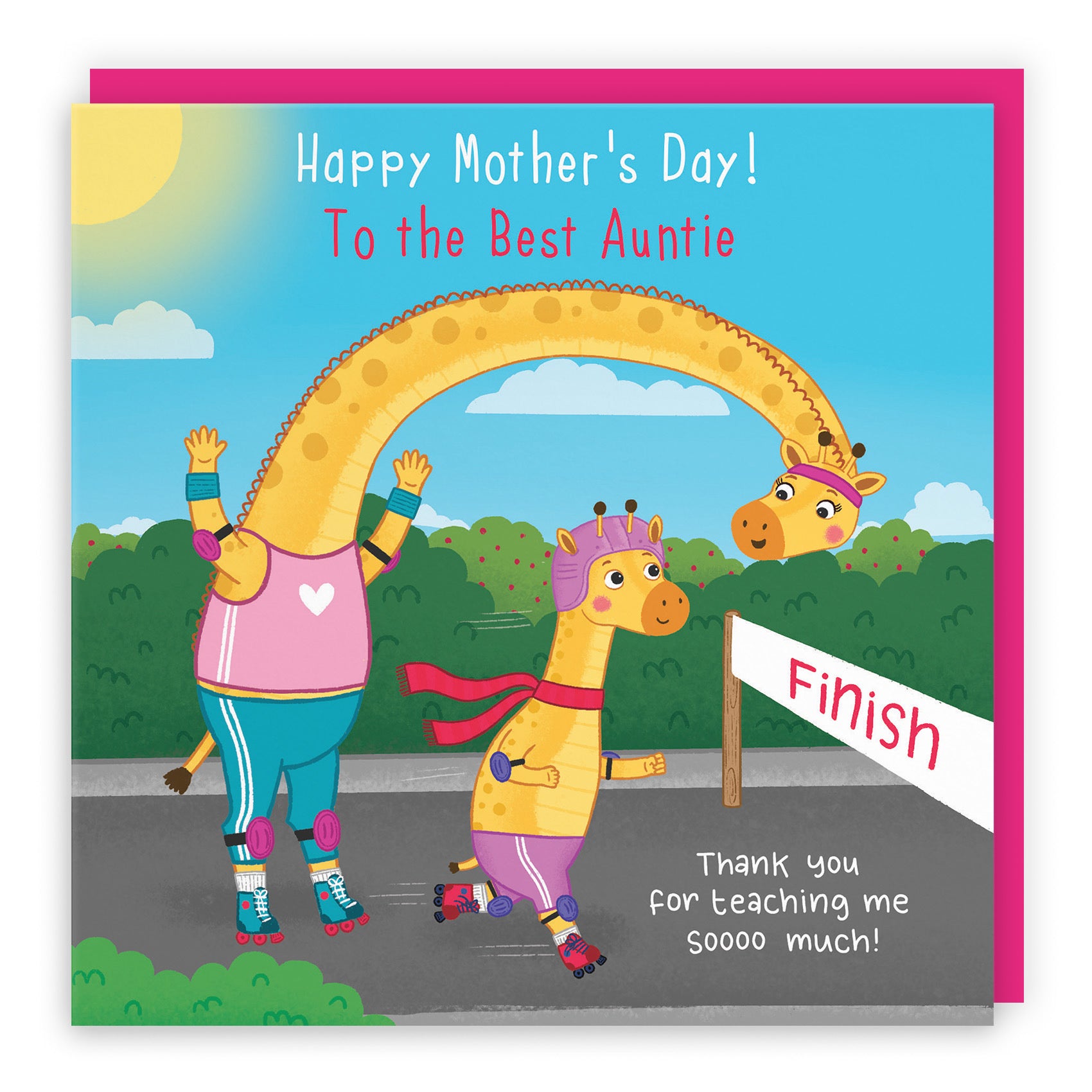 Auntie Mother's Day Card From Girl Cute Skating Giraffes Iconic - Default Title (LG01889)