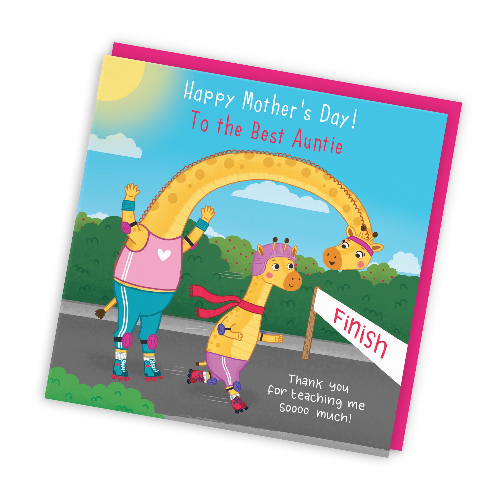 Auntie Mother's Day Card From Girl Cute Skating Giraffes Iconic - Default Title (LG01889)