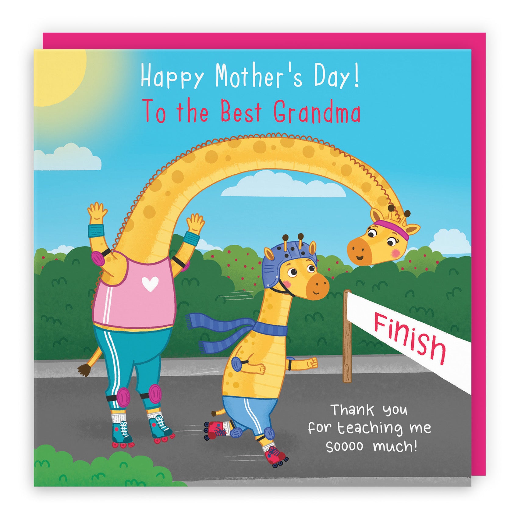 Grandma Mother's Day Card From Boy Cute Skating Giraffes Iconic - Default Title (LG01903)