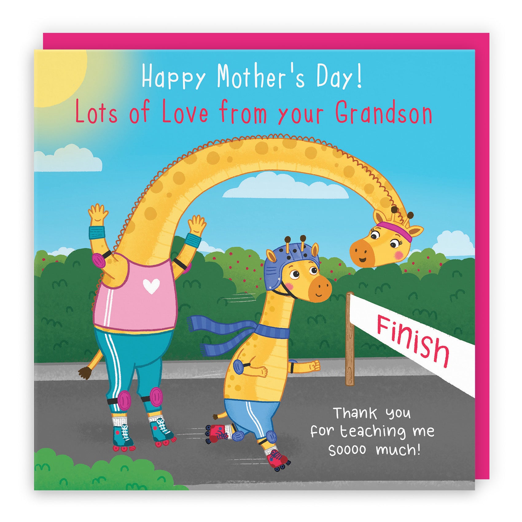Mother's Day Card From Grandson Cute Skating Giraffes Iconic - Default Title (LG01909)