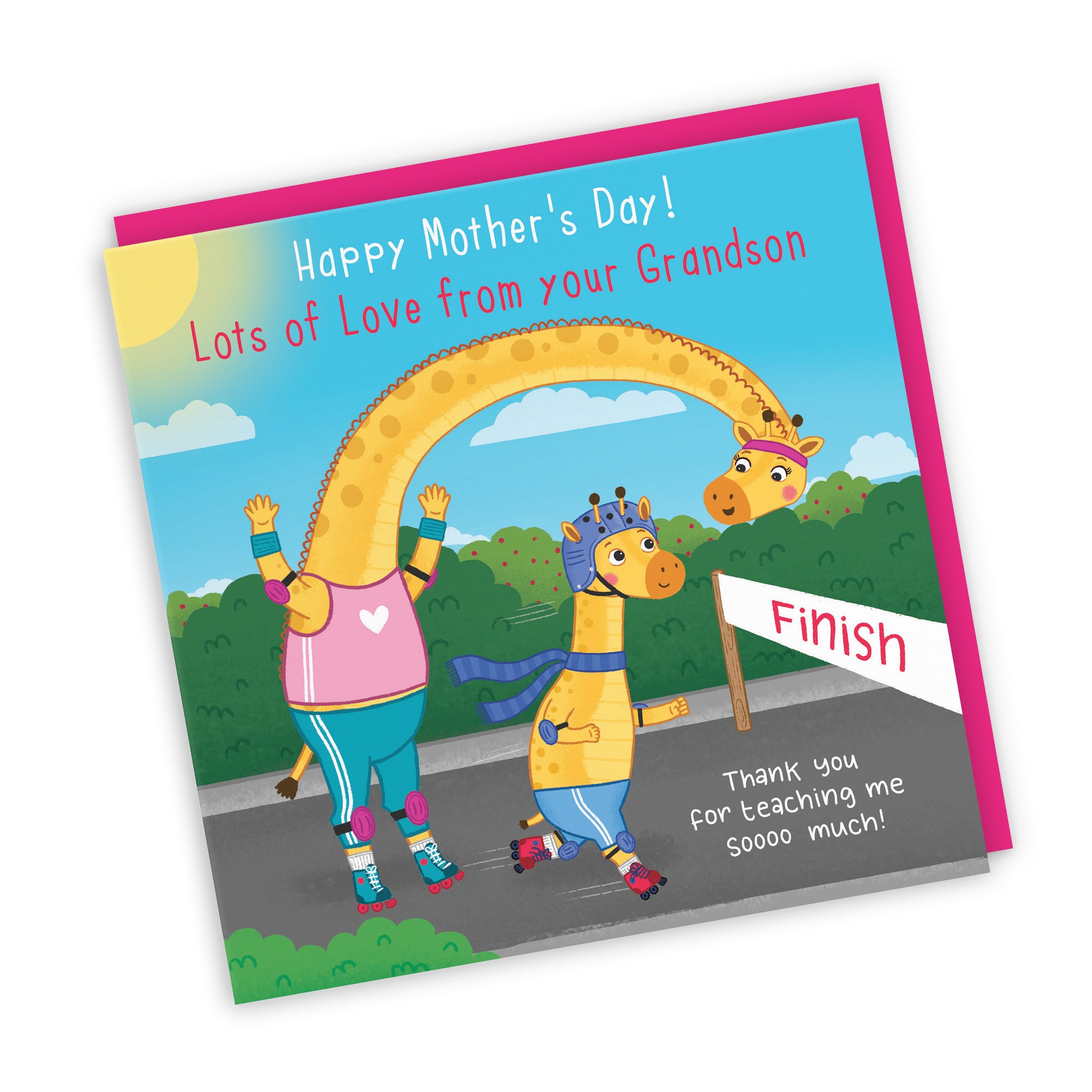 Mother's Day Card From Grandson Cute Skating Giraffes Iconic - Default Title (LG01909)