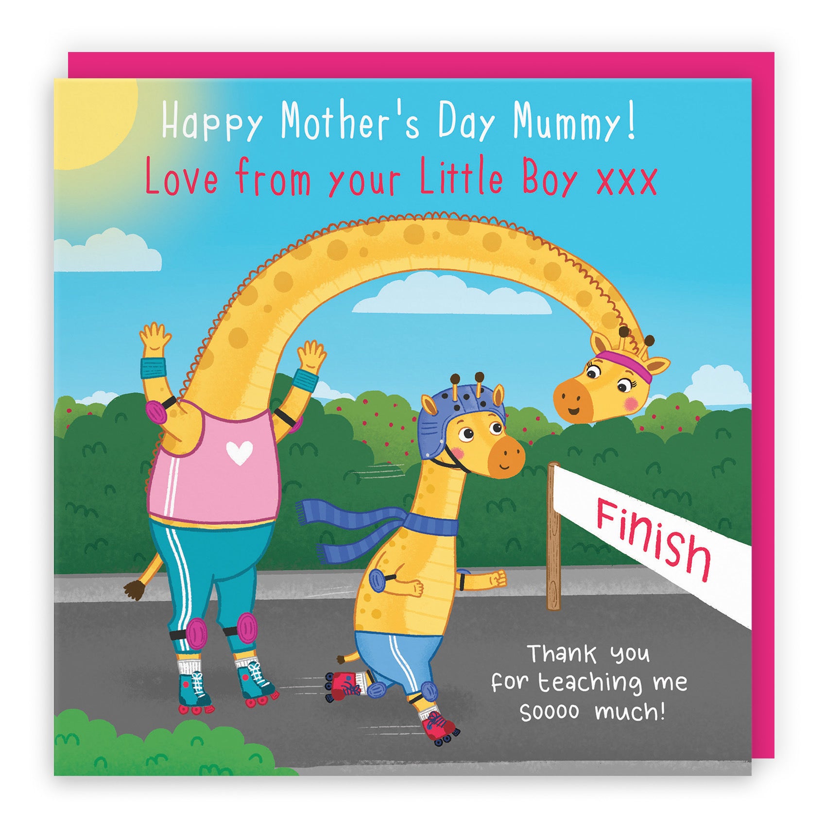 Mummy Mother's Day Card From Little Boy Cute Skating Giraffes Iconic - Default Title (LG01911)