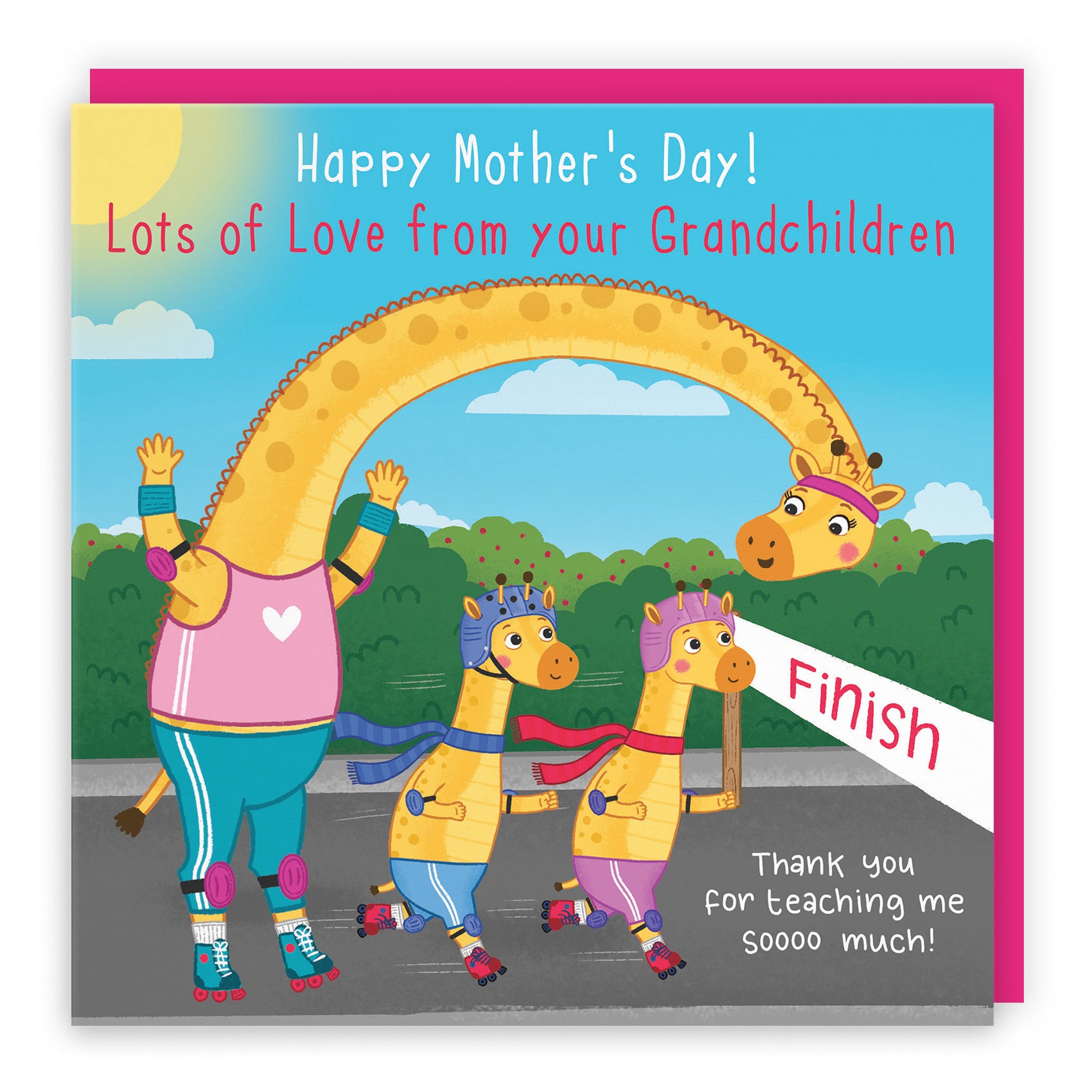 Mother's Day Card From Grandchildren Boy And Girl Giraffe Cute Skating Iconic - Default Title (LG01912)