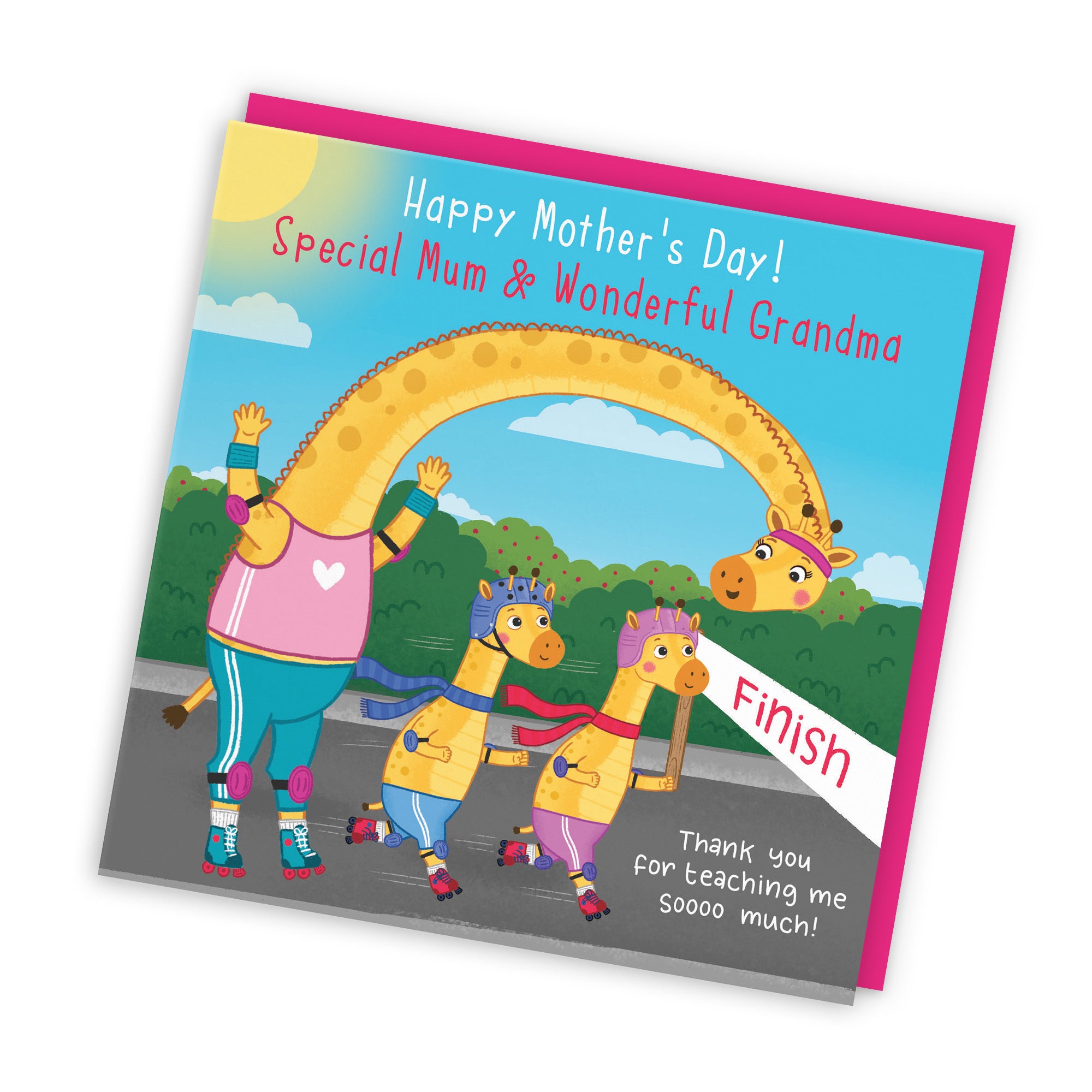 Combined Mum And Grandma Mother's Day Card Boy And Girl Giraffe Cute Skating Iconic - Default Title (LG01913)
