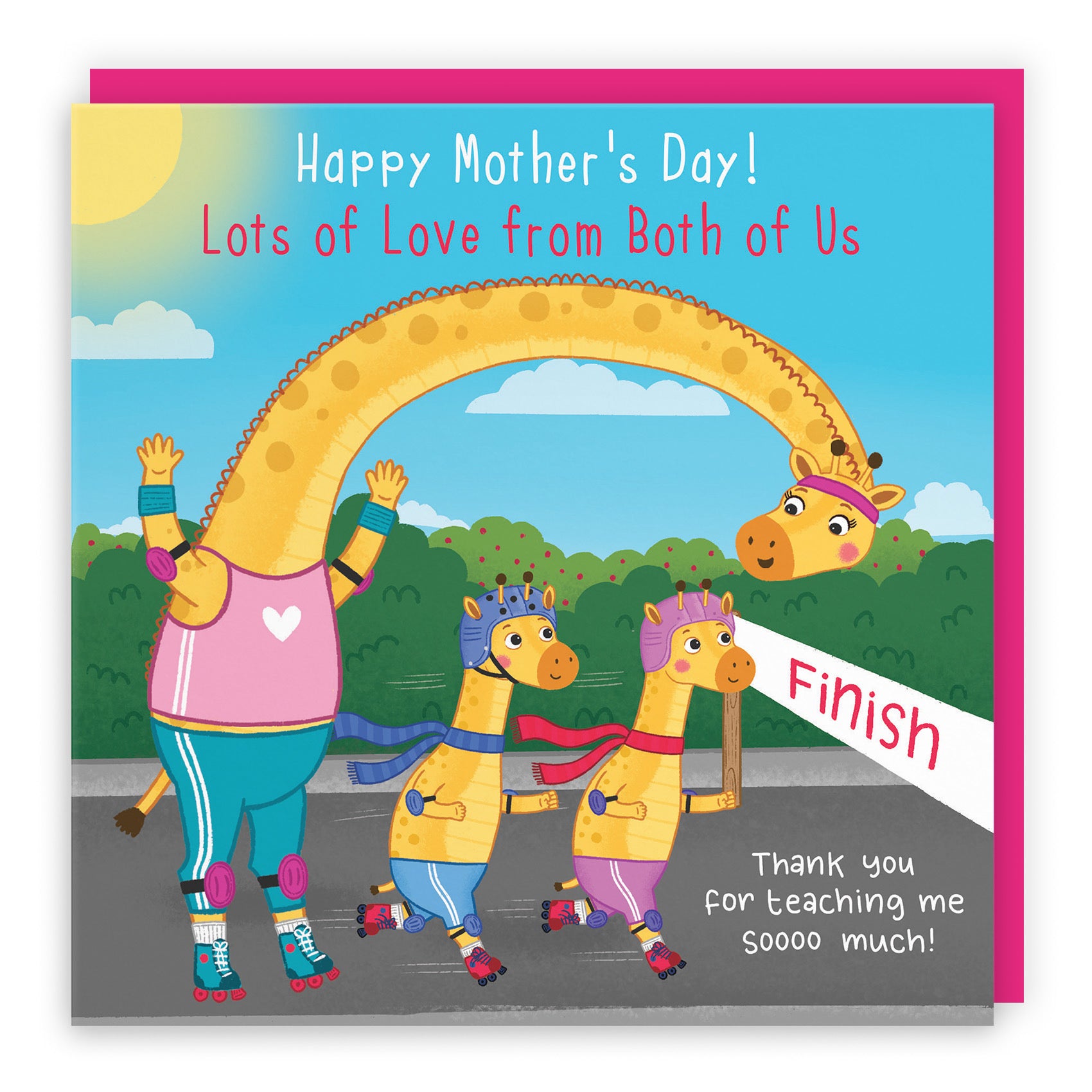 From Both Of Us Mother's Day Card From Two Children Boy And Girl Giraffe Cute Skating Iconic - Default Title (LG01914)
