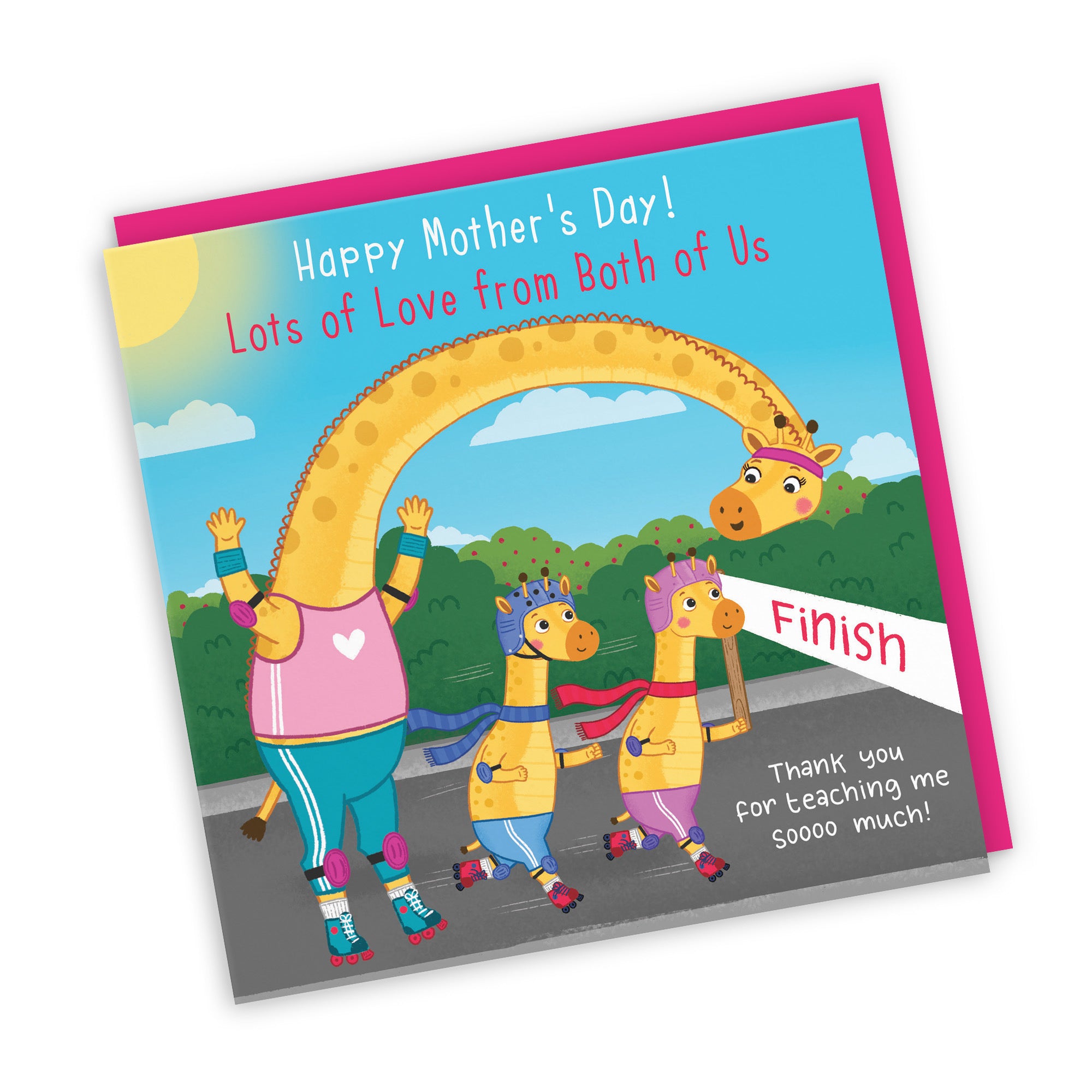 From Both Of Us Mother's Day Card From Two Children Boy And Girl Giraffe Cute Skating Iconic - Default Title (LG01914)
