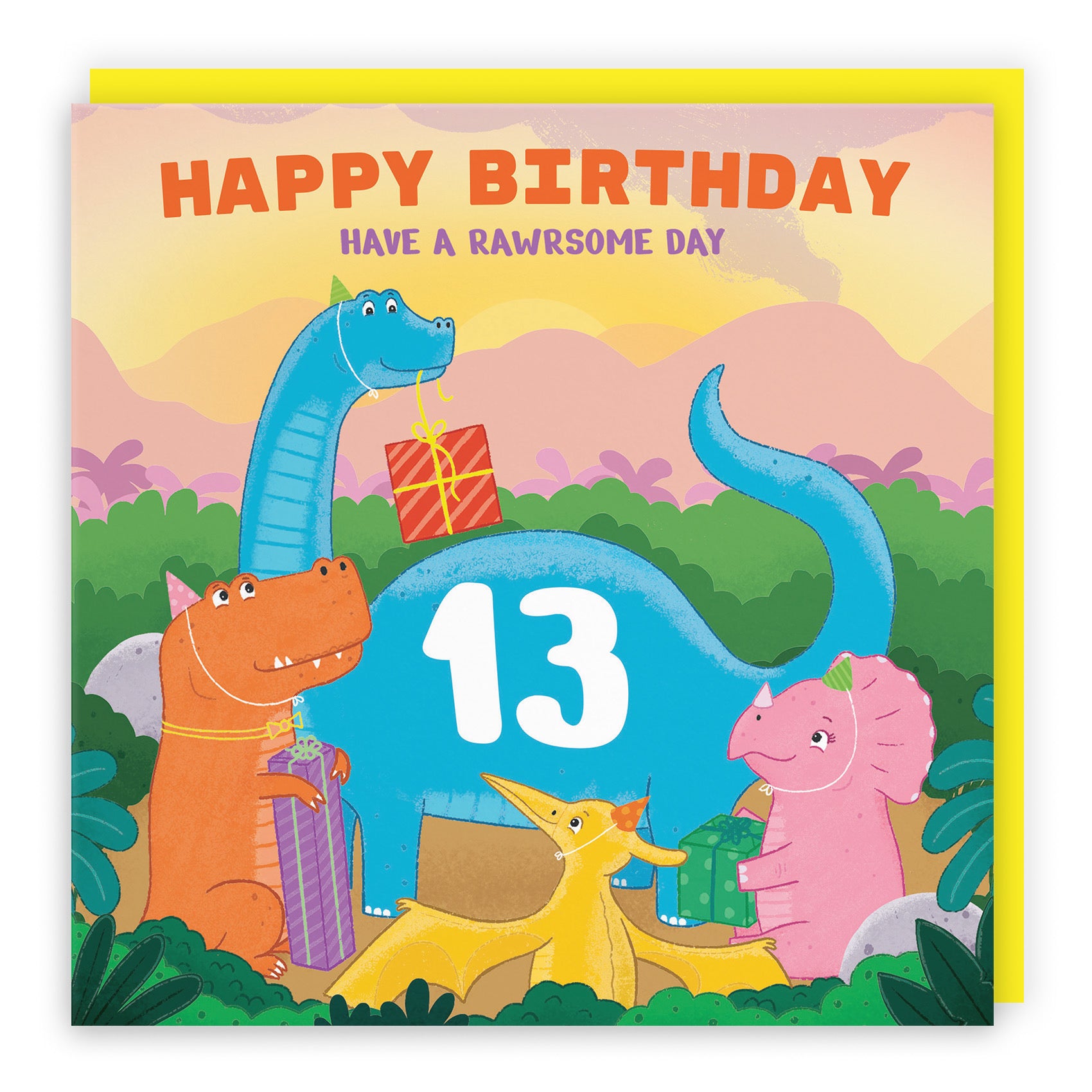 13th Birthday Dinosaur Party Card Imagination - Default Title (LG01917)