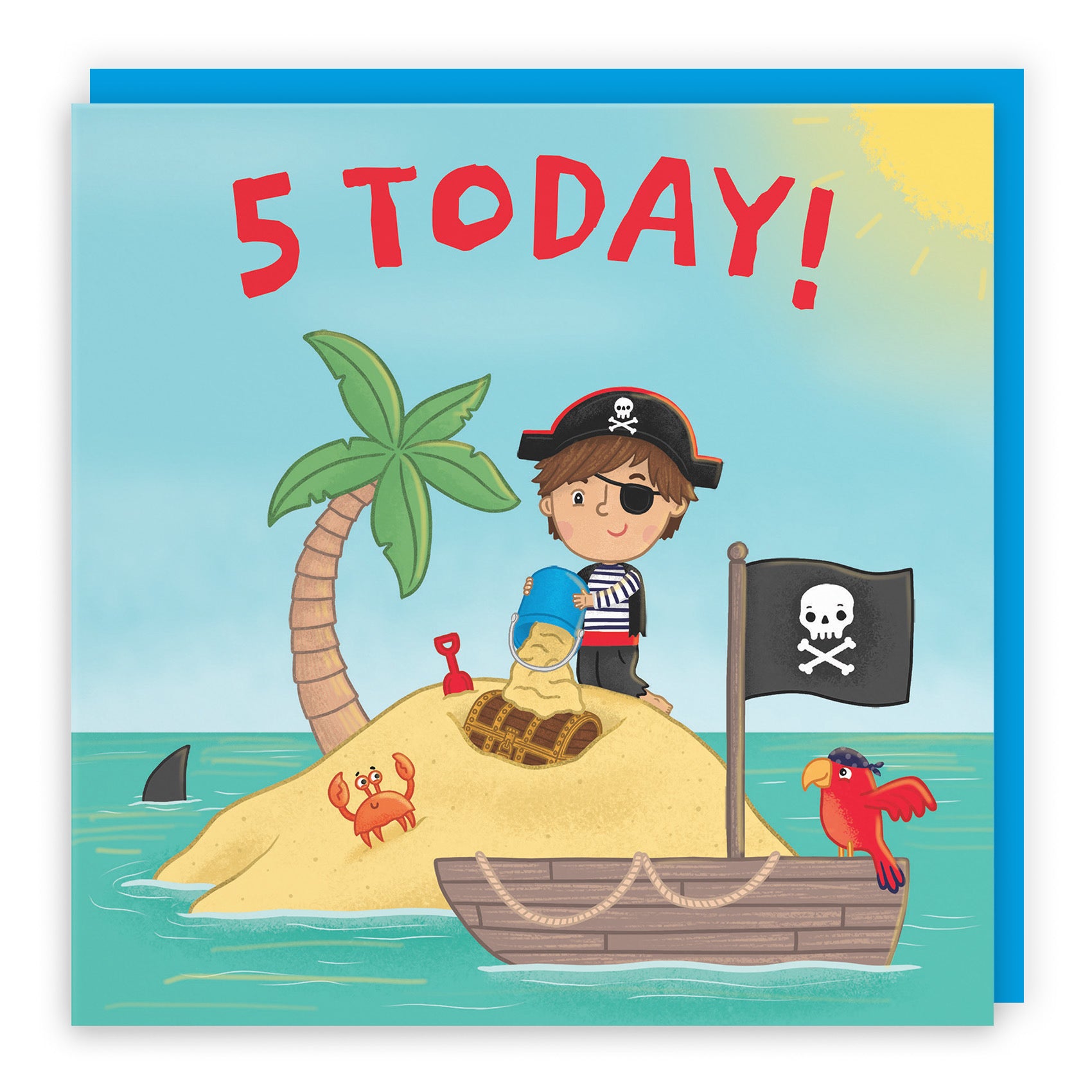 5th Birthday Boys Children's Pirate Desert Island Card Imagination - Default Title (LG01929)