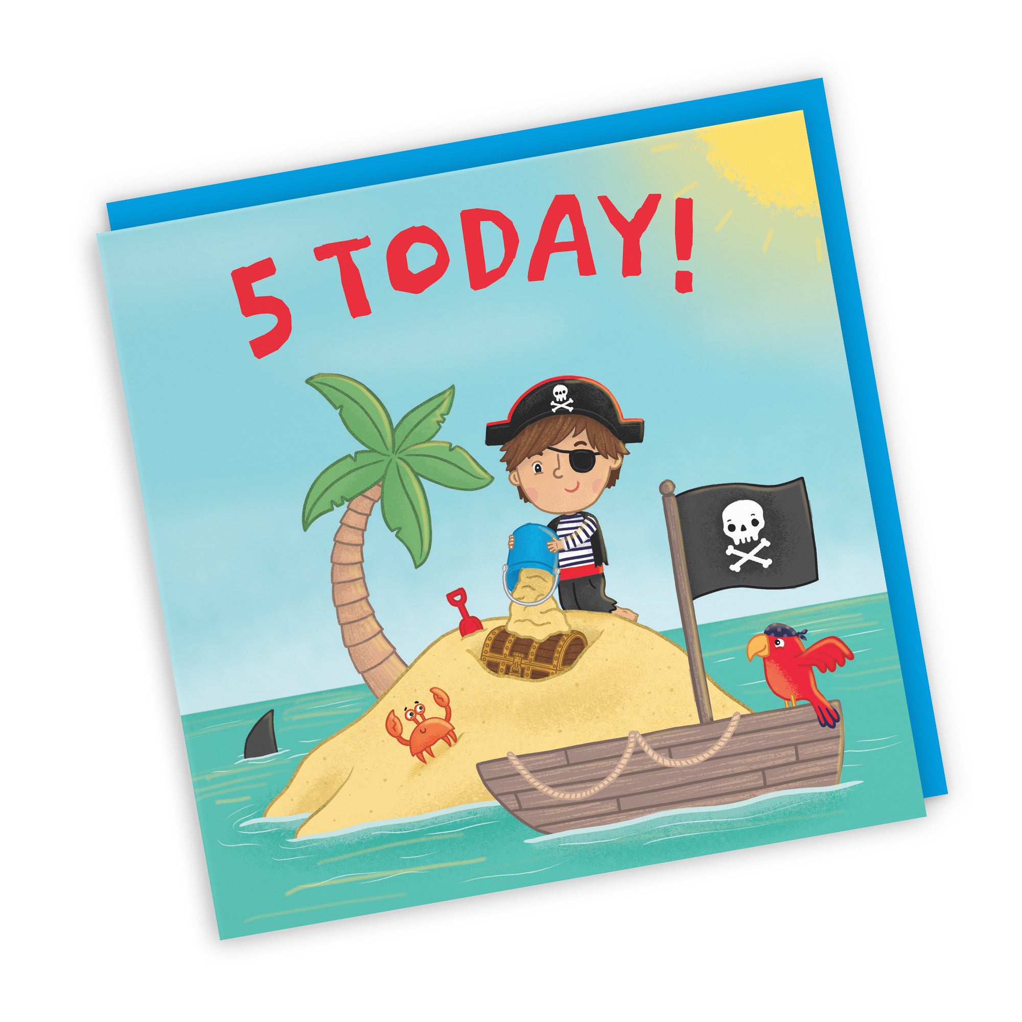 5th Birthday Boys Children's Pirate Desert Island Card Imagination - Default Title (LG01929)