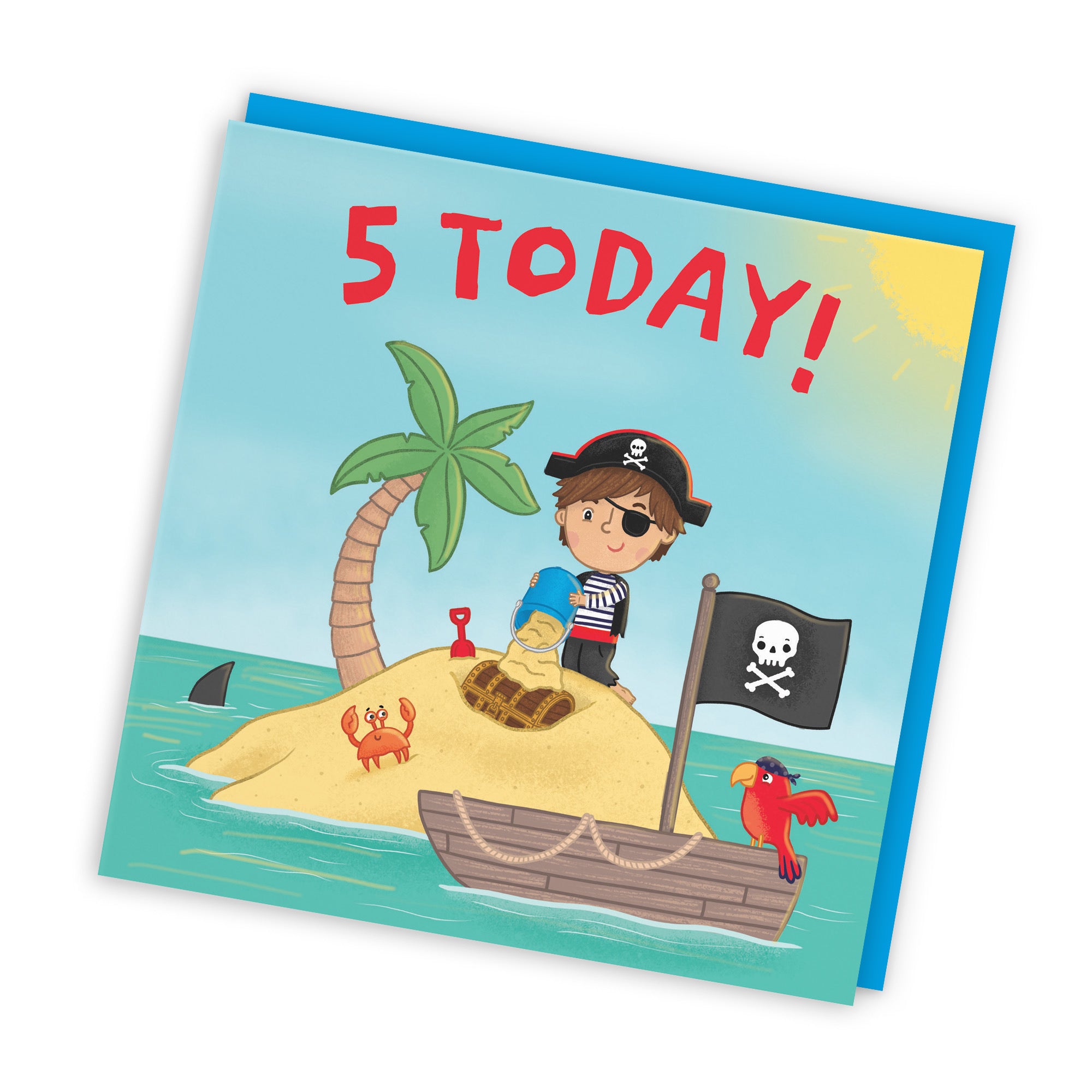 5th Birthday Boys Children's Pirate Desert Island Card Imagination - Default Title (LG01929)