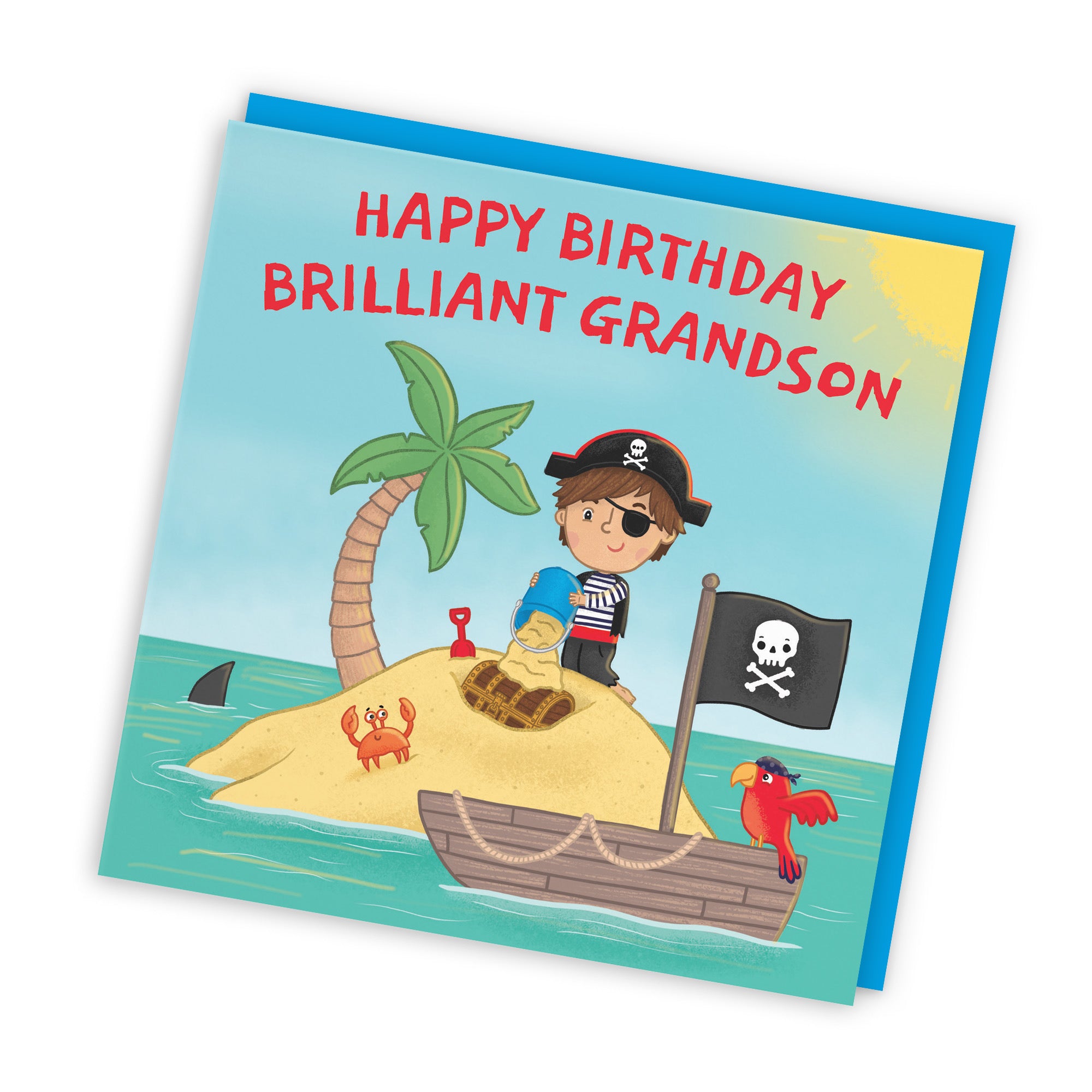 Grandson Children's Pirate Desert Island Birthday Card Imagination - Default Title (LG01943)