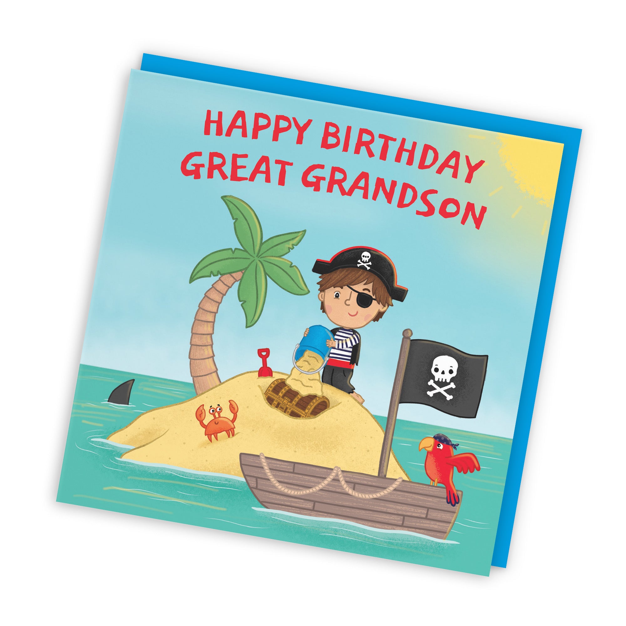 Great Grandson Children's Pirate Desert Island Birthday Card Imagination - Default Title (LG01944)