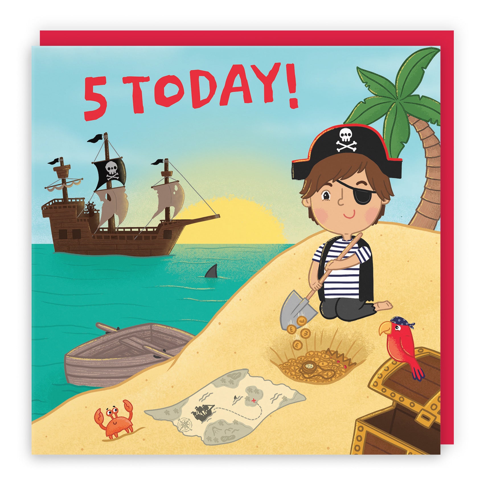 5th Boys Pirate Birthday Card Treasure Map Imagination - Default Title (LG01955)