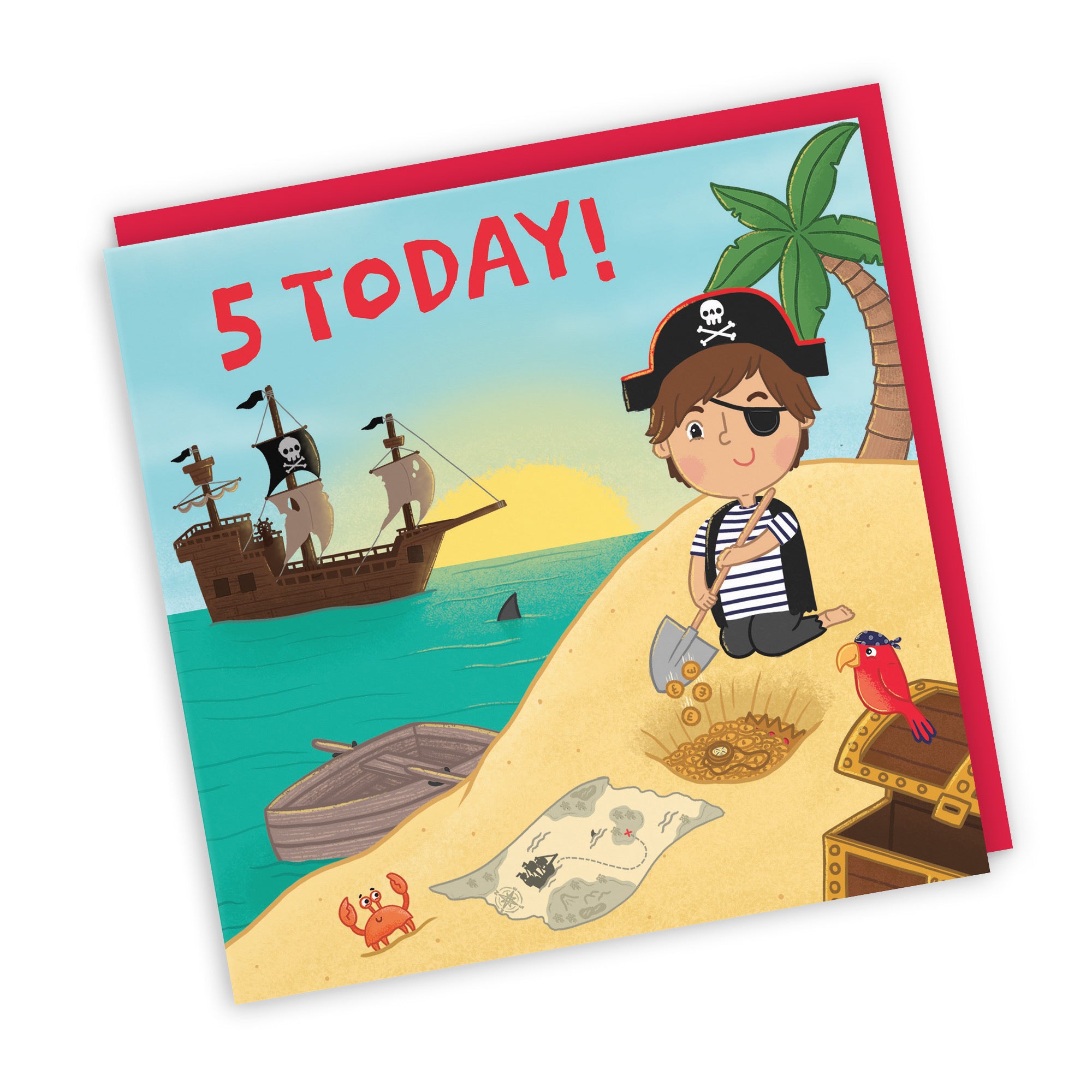 5th Boys Pirate Birthday Card Treasure Map Imagination - Default Title (LG01955)