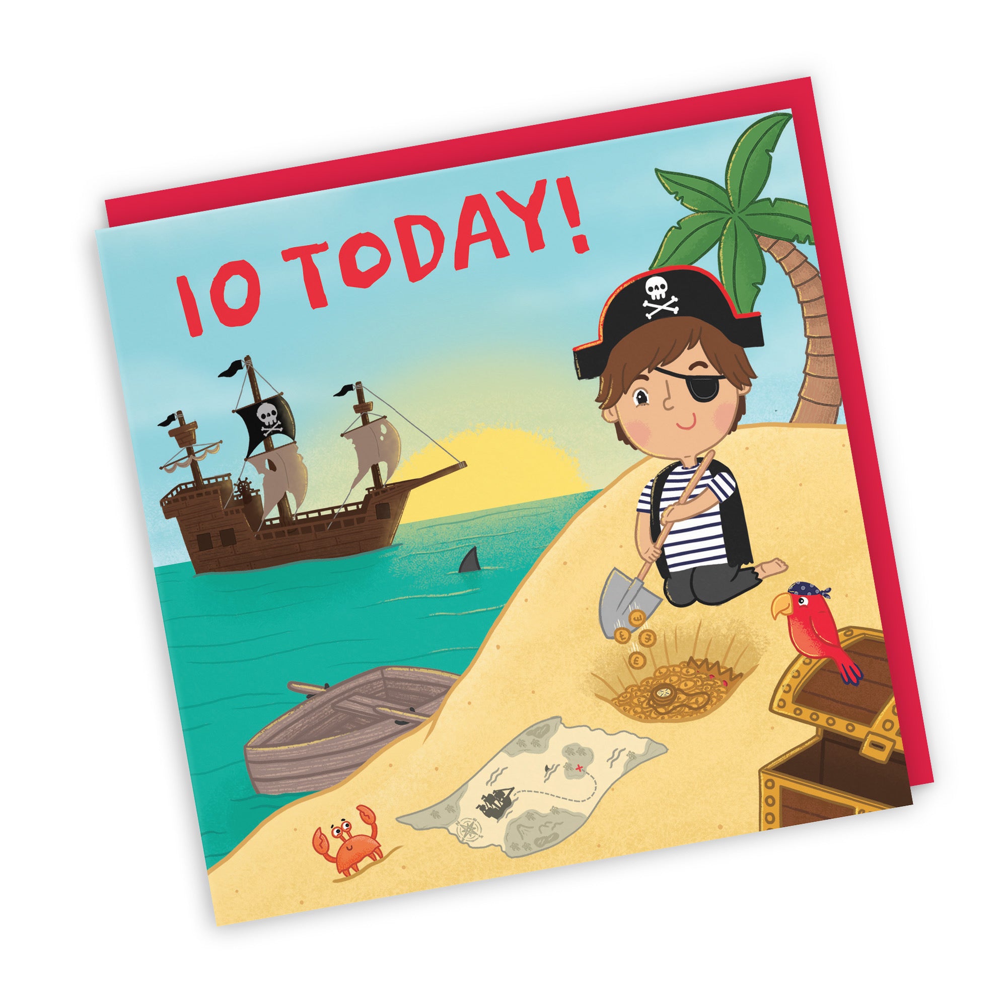10th Boys Pirate Birthday Card Treasure Map Imagination - Default Title (LG01960)