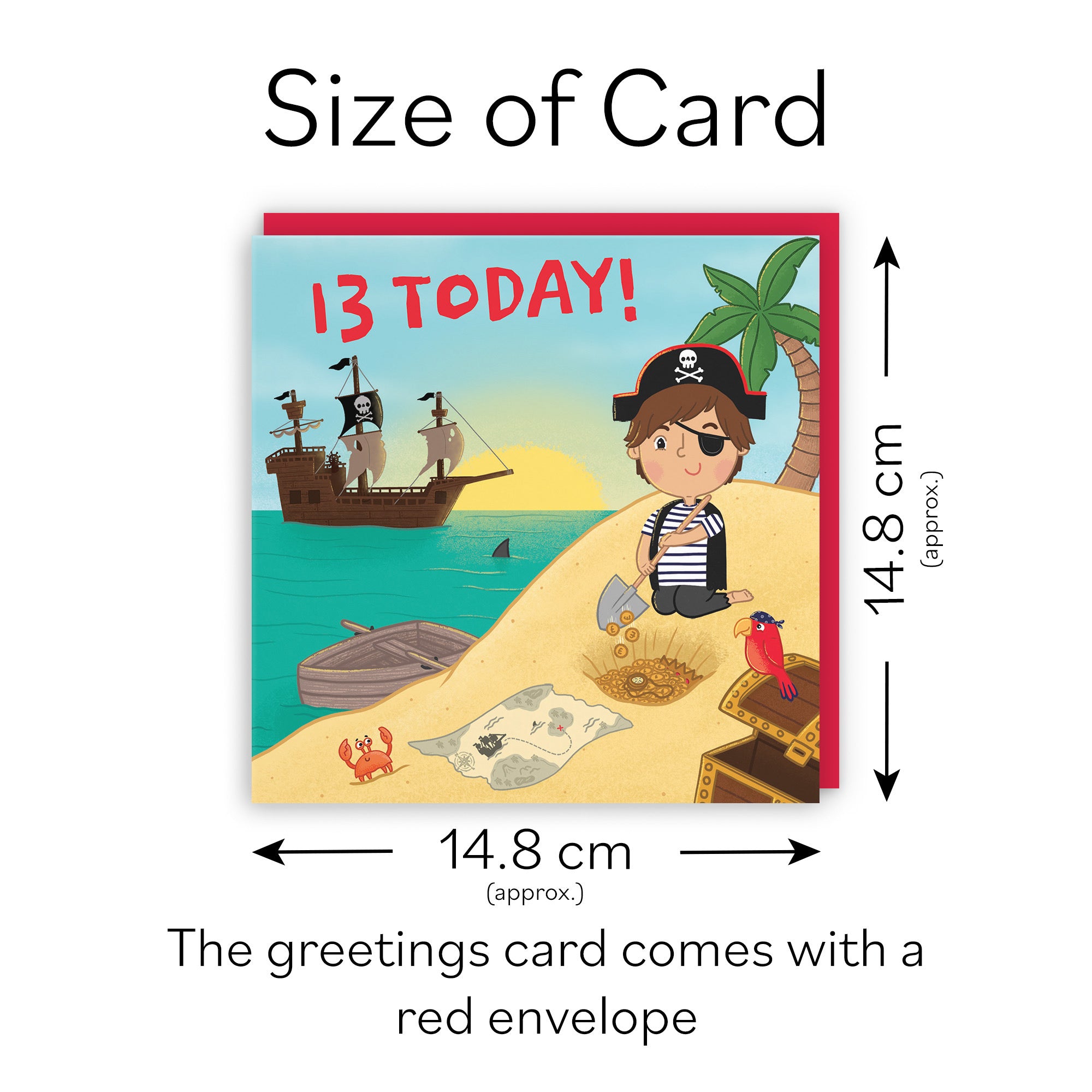 13th Boys Pirate Birthday Card Treasure Map Imagination - Default Title (LG01963)