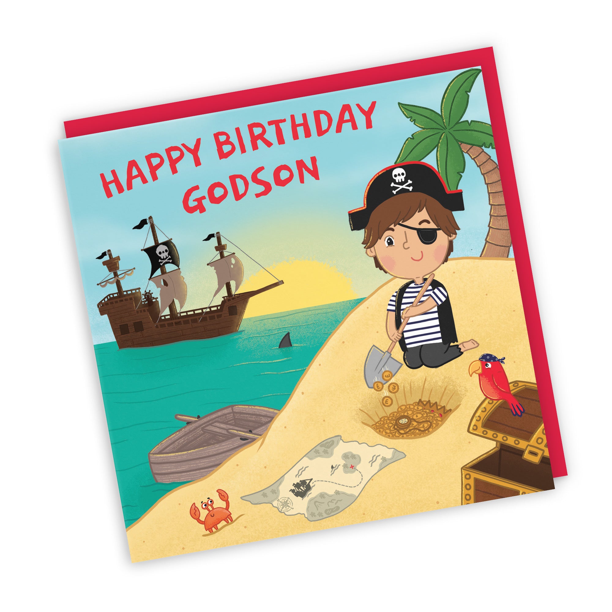 Godson Pirate Kids Birthday Card Treasure Map Imagination - Default Title (LG01967)