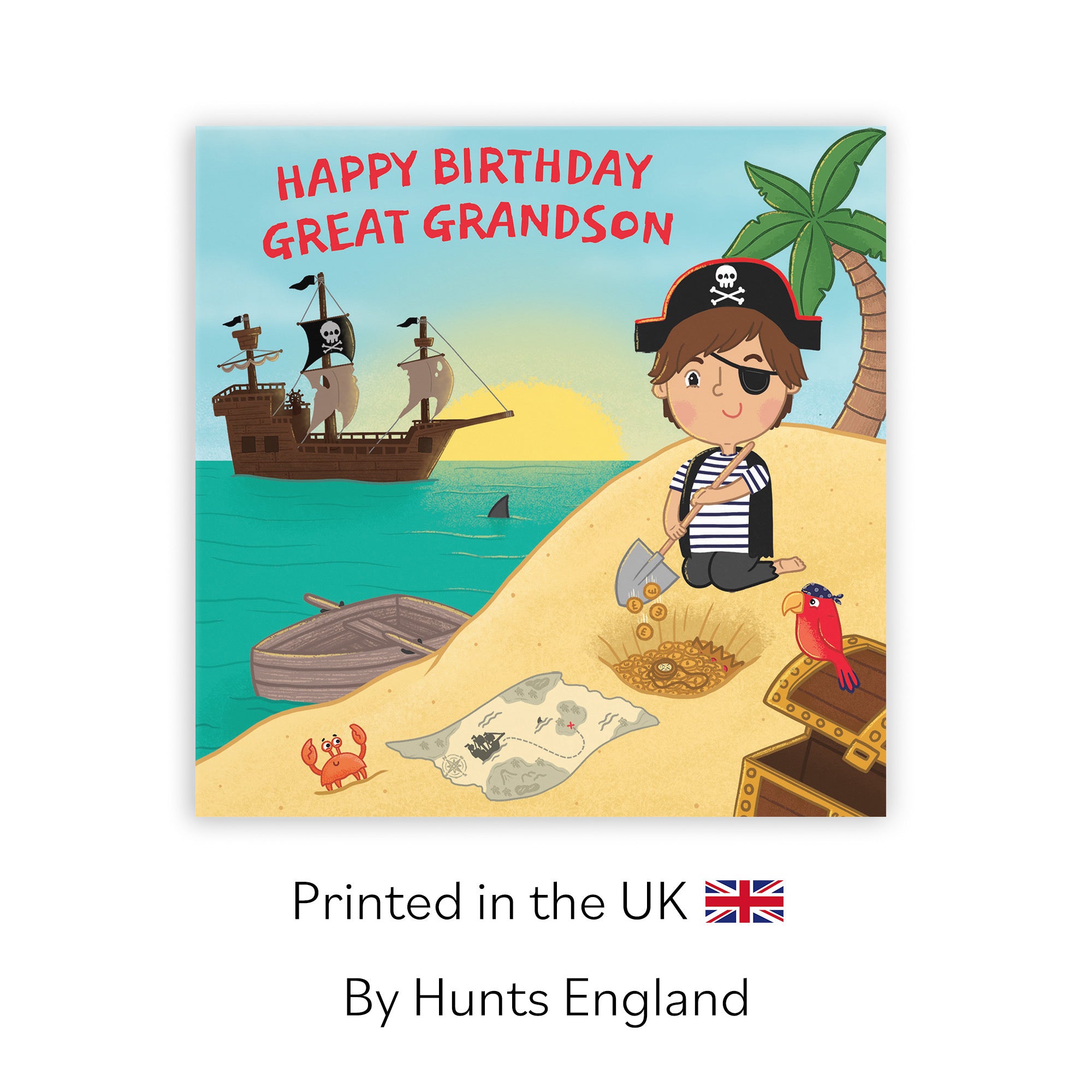 Great Grandson Pirate Kids Birthday Card Treasure Map Imagination - Default Title (LG01968)