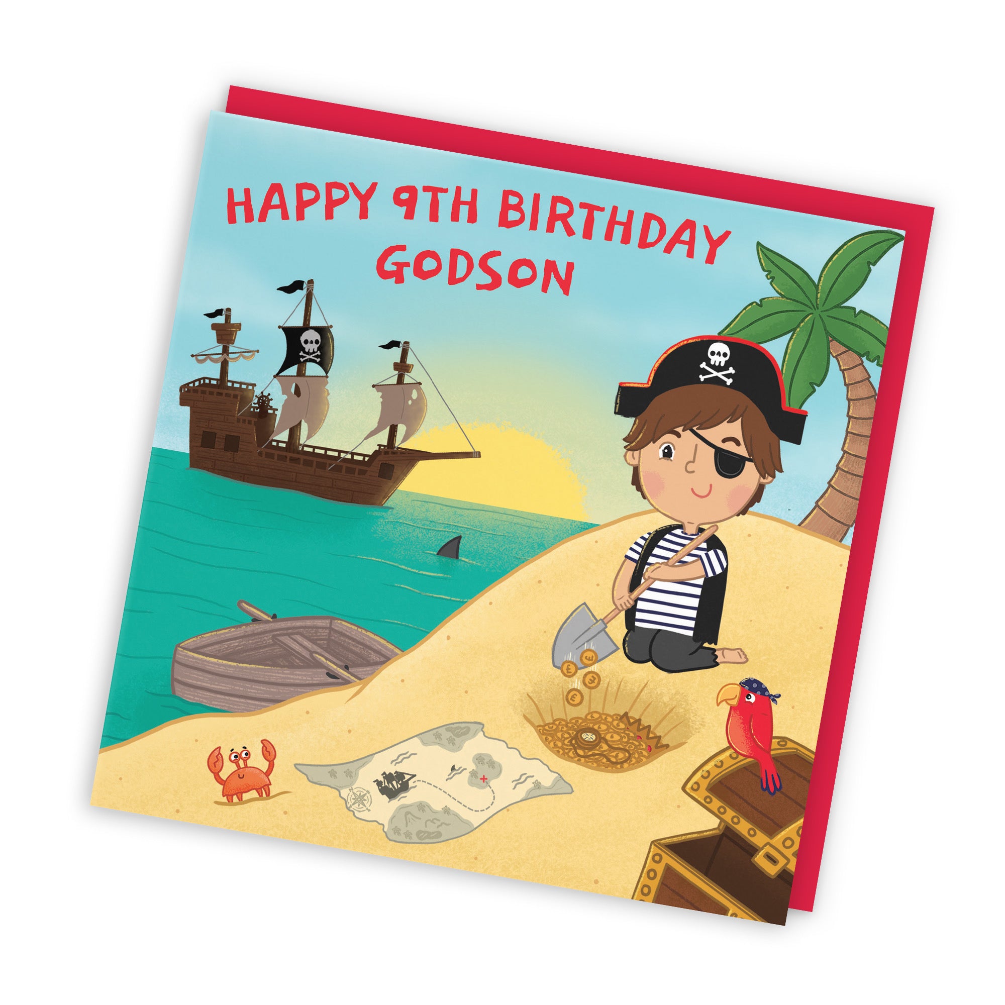 9th Godson Pirate Birthday Card Treasure Map Imagination - Default Title (LG01975)