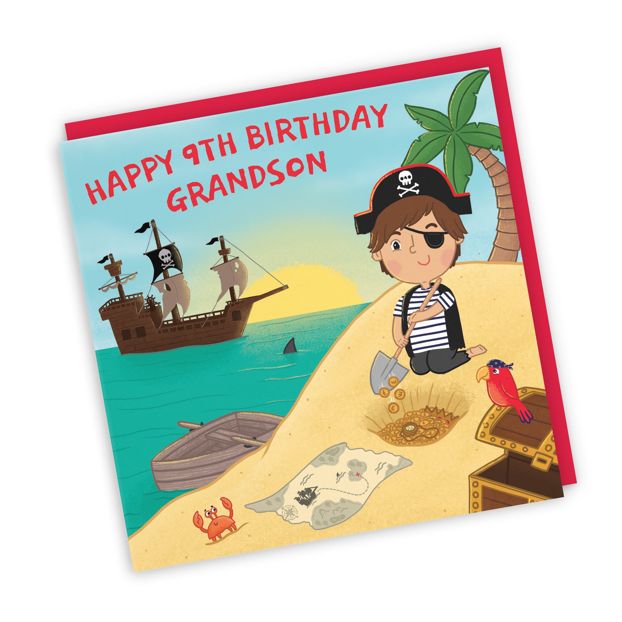 9th Grandson Pirate Birthday Card Treasure Map Imagination - Default Title (LG01976)